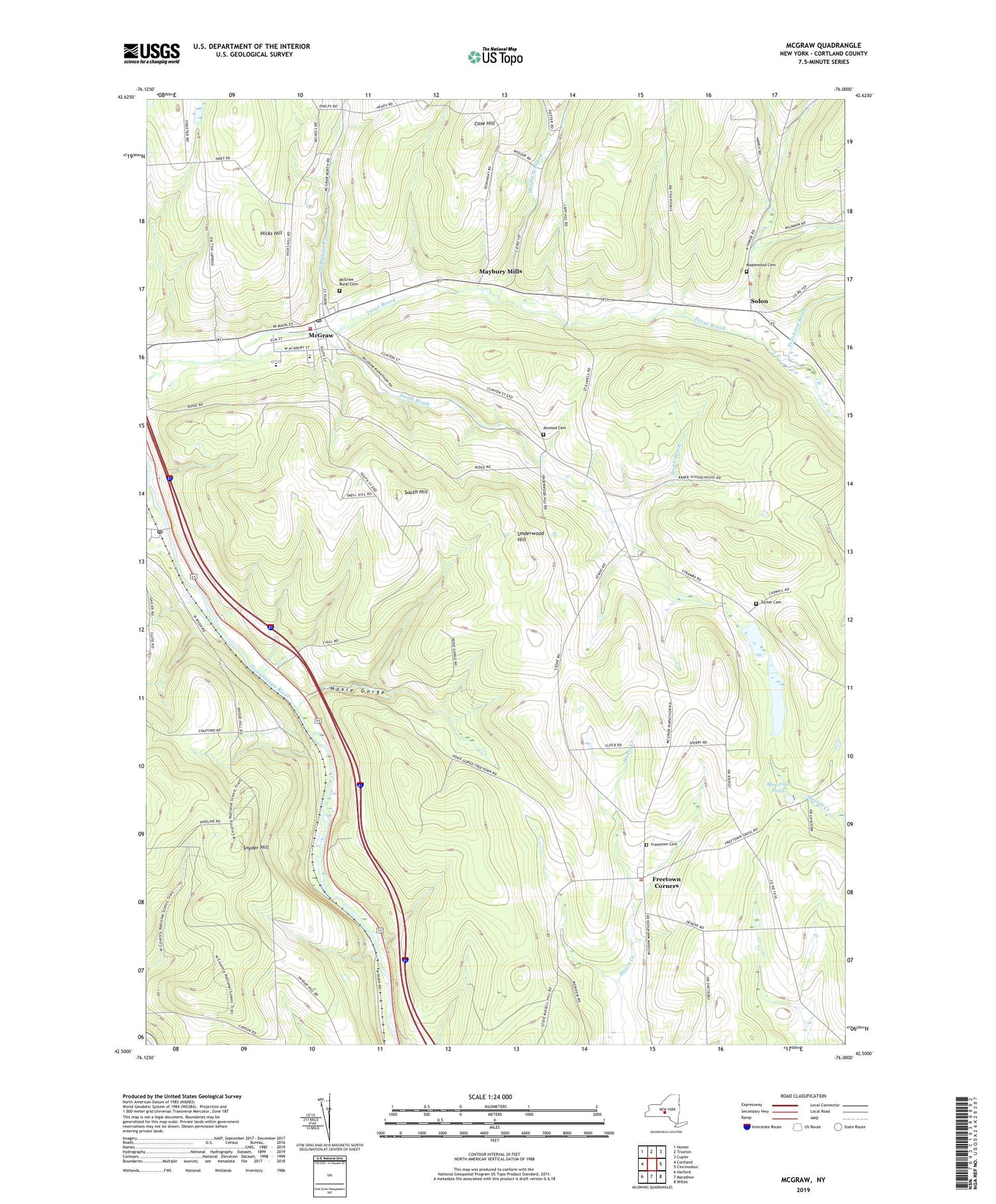 McGraw New York US Topo Map Image