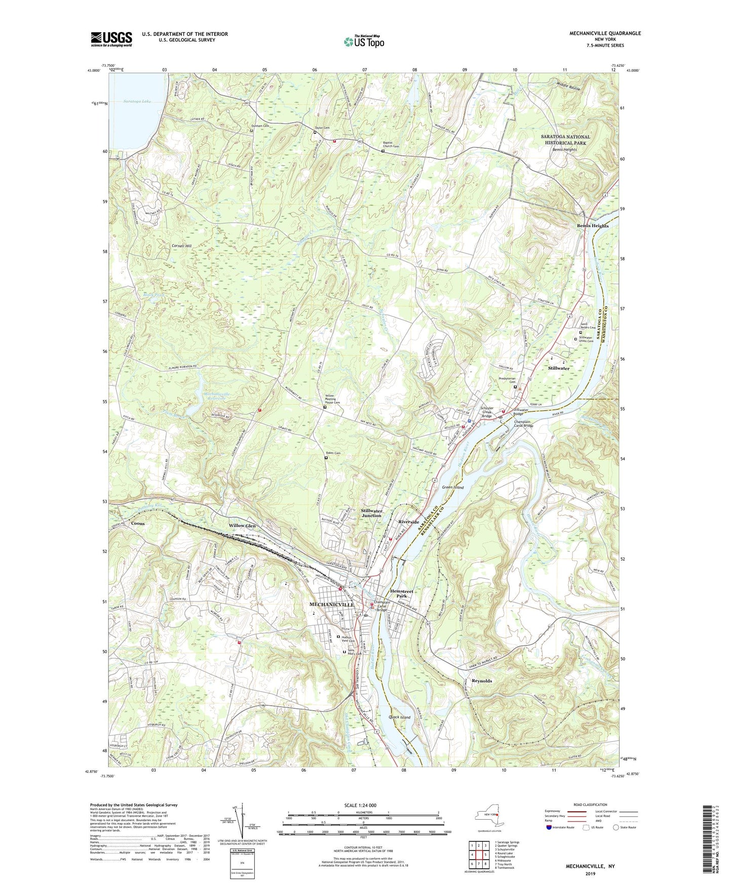 Mechanicville New York US Topo Map Image