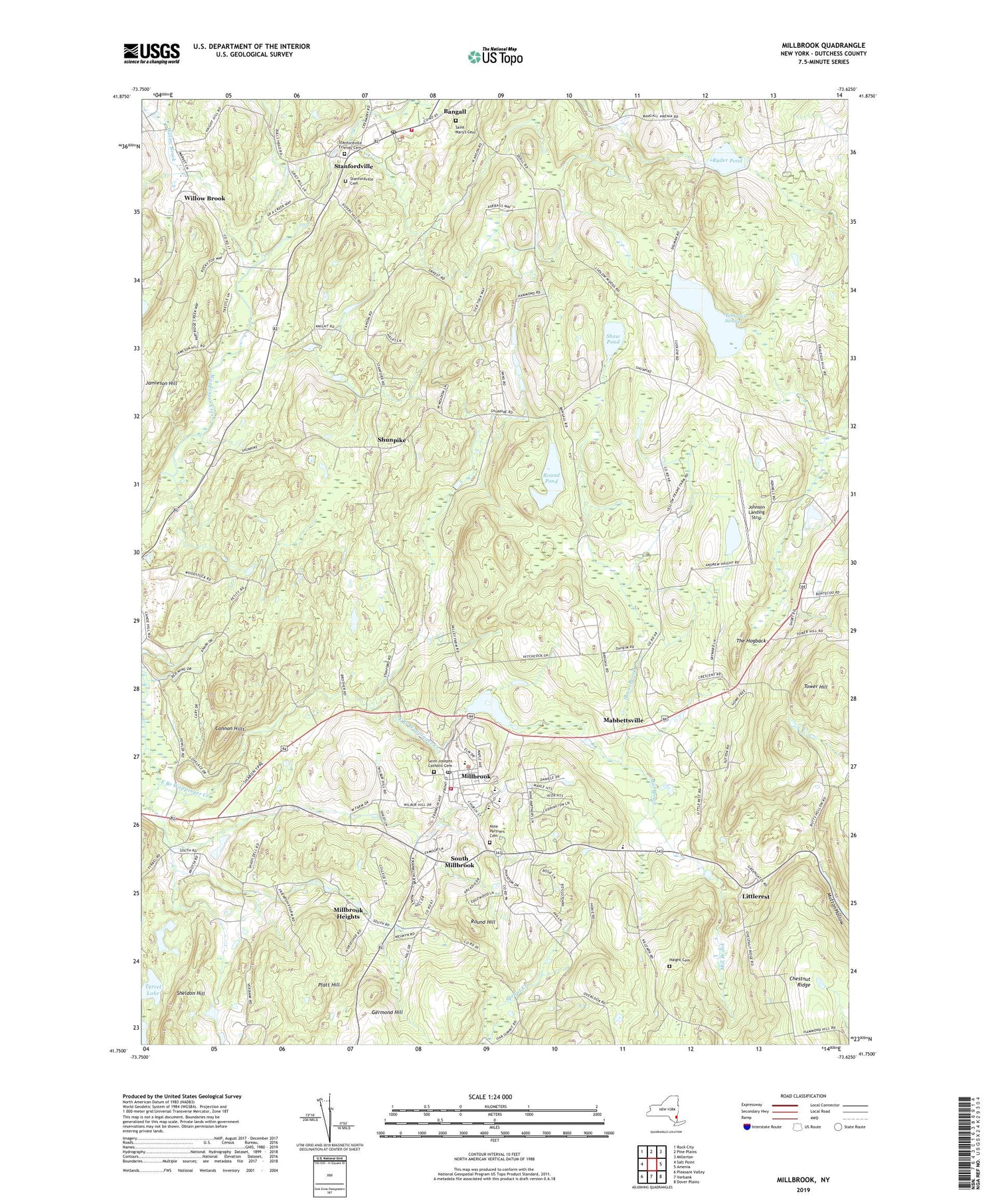 Millbrook New York US Topo Map Image