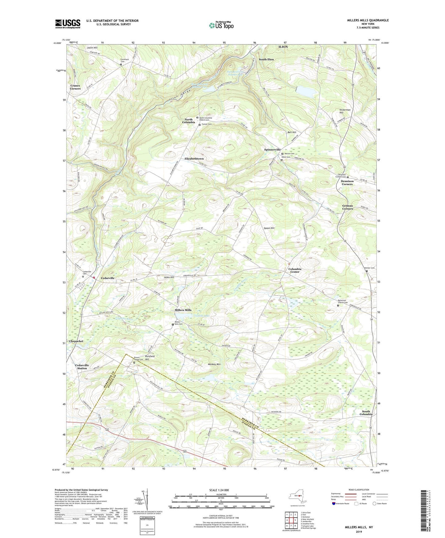 Millers Mills New York US Topo Map Image