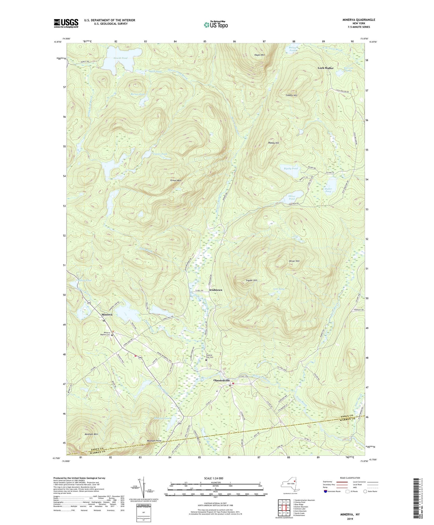 Minerva New York US Topo Map Image