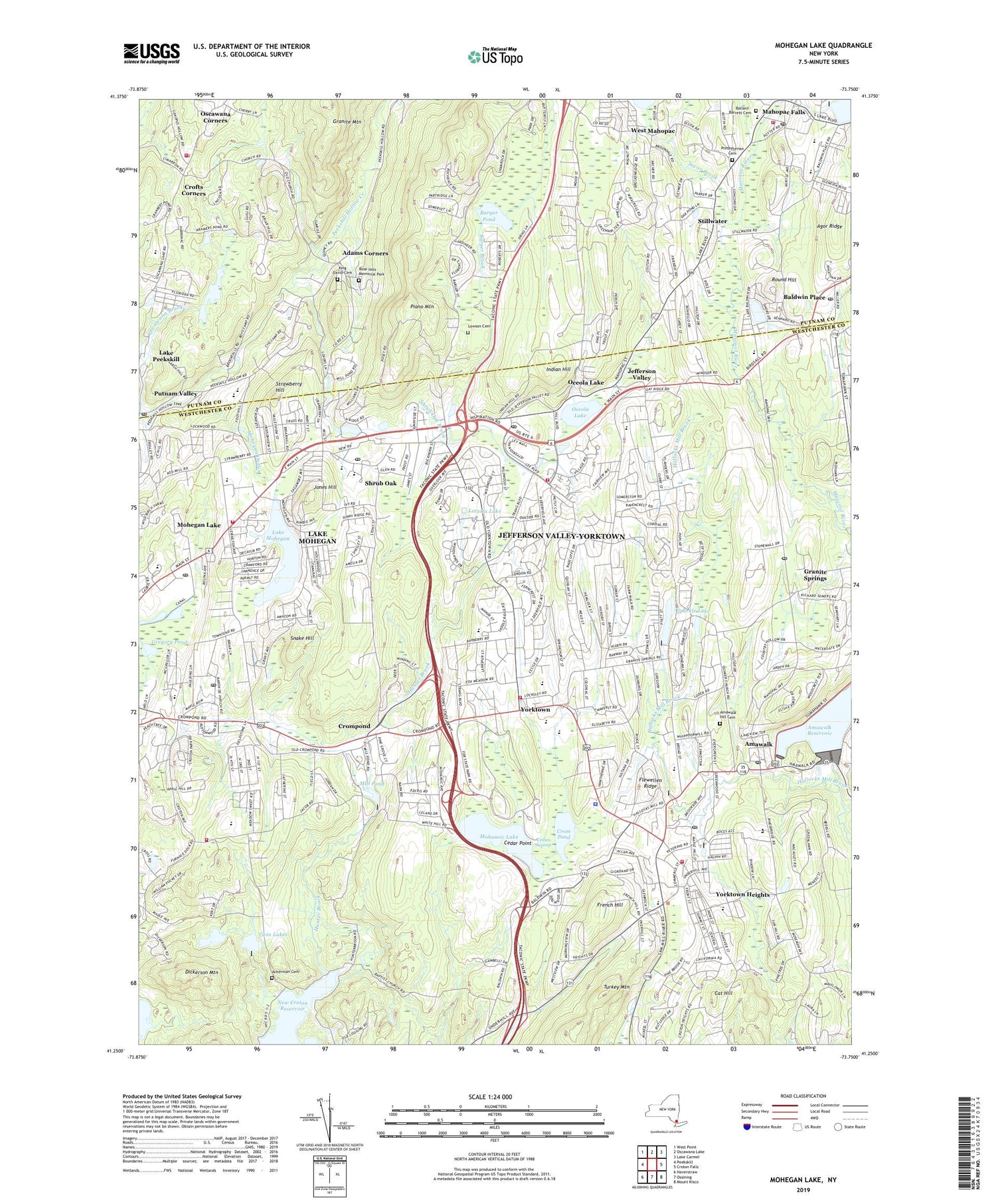 Mohegan Lake New York US Topo Map Image