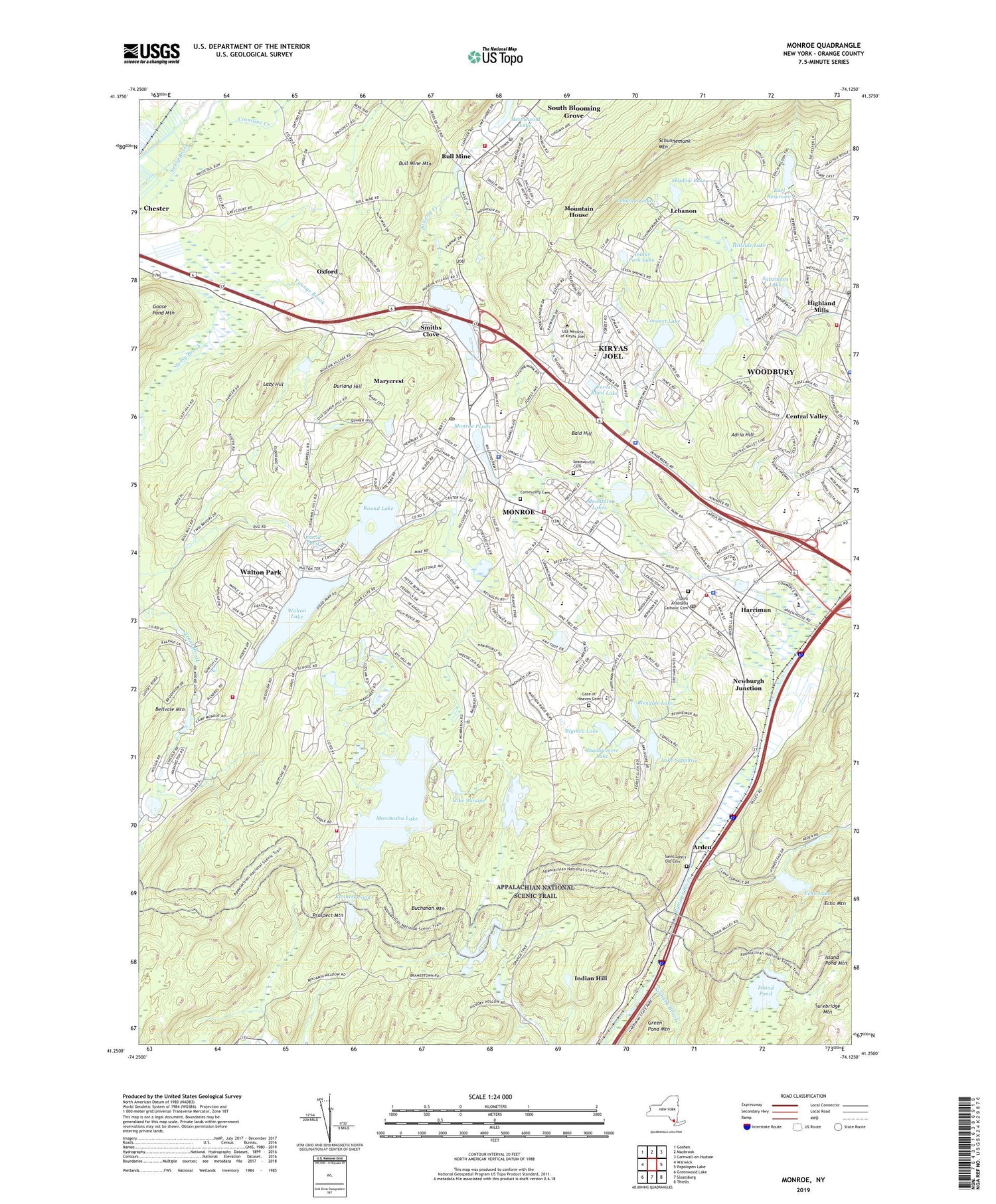 Monroe New York US Topo Map Image