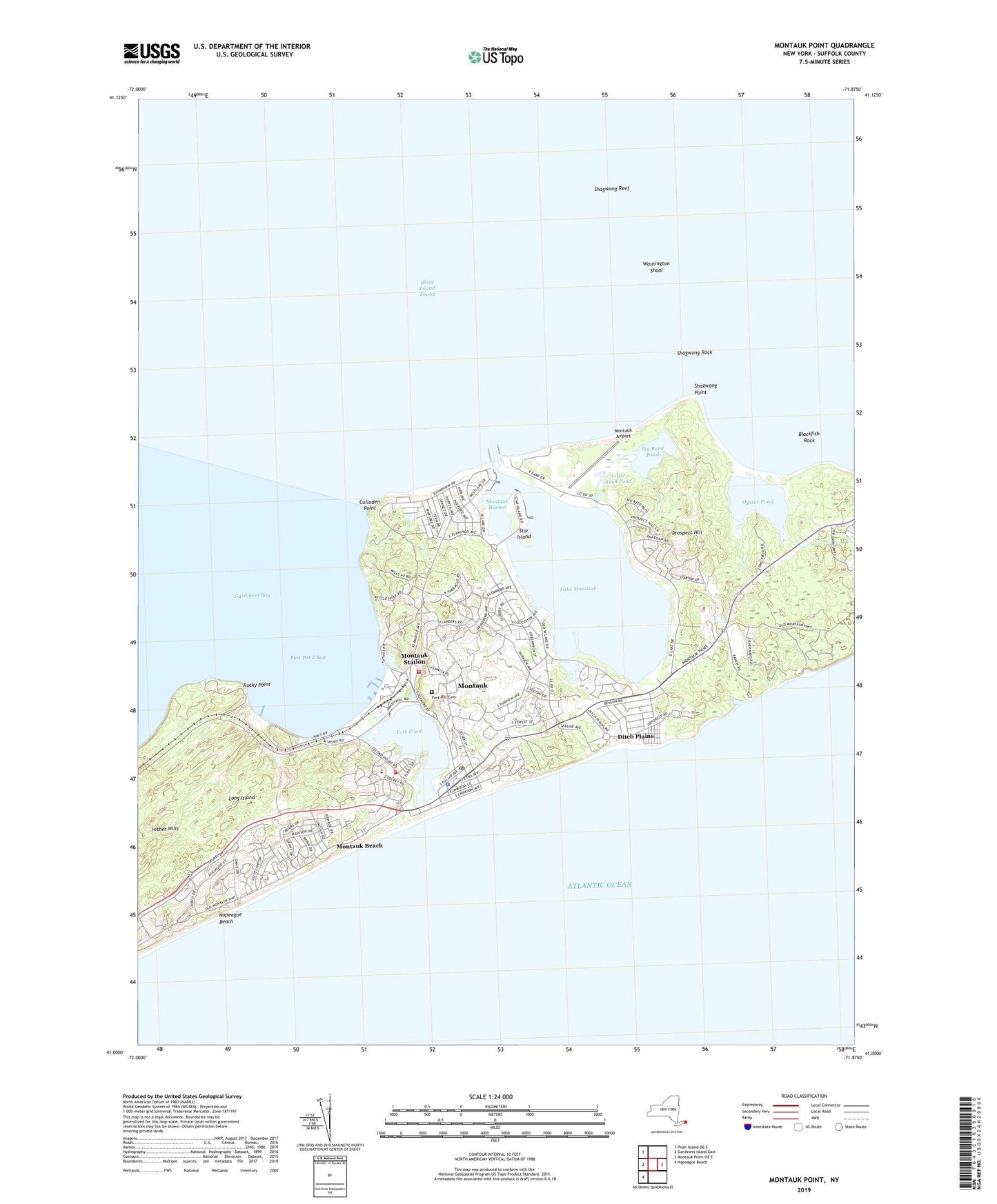 Montauk Point New York US Topo Map Image