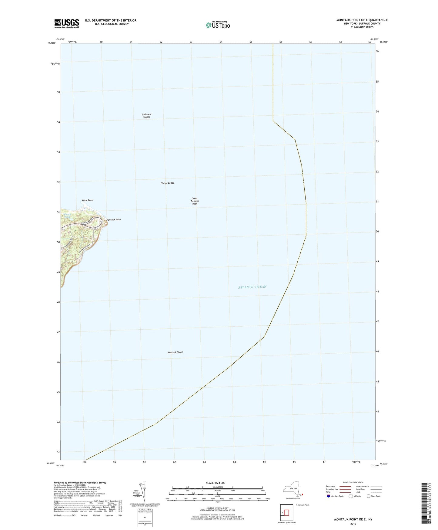 Montauk Point OE E New York US Topo Map Image