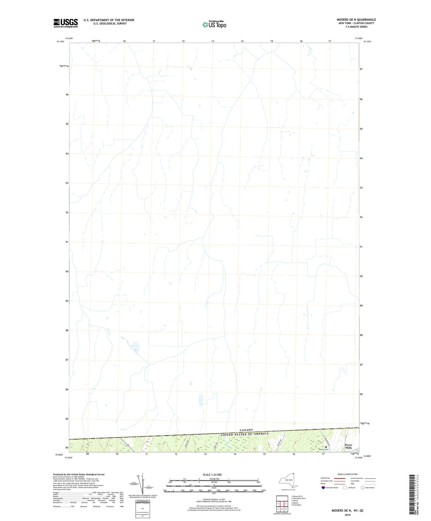 Mooers OE N New York US Topo Map Image