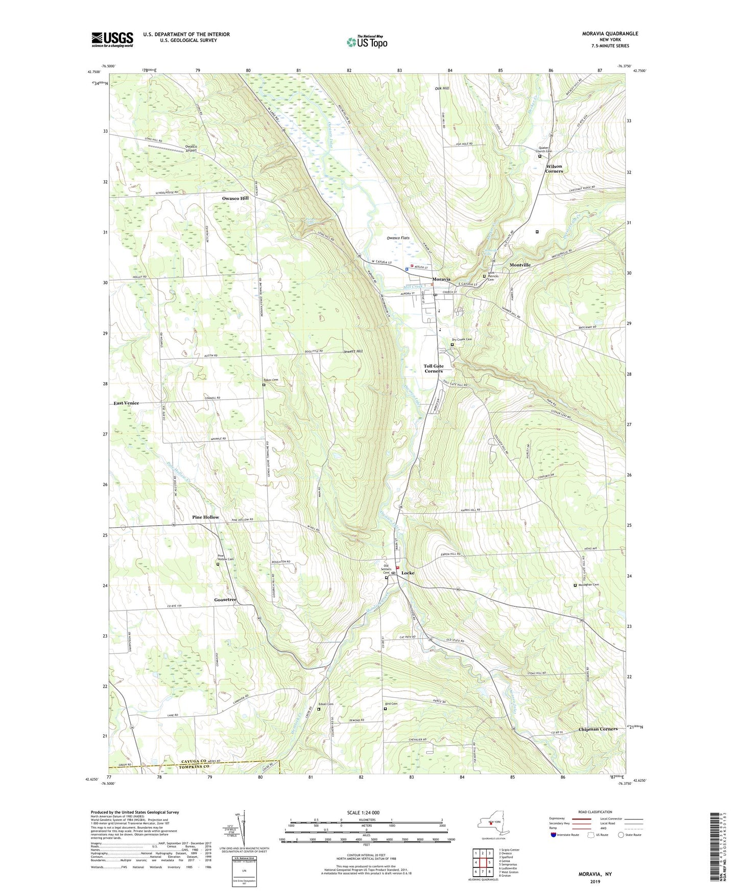 Moravia New York US Topo Map Image