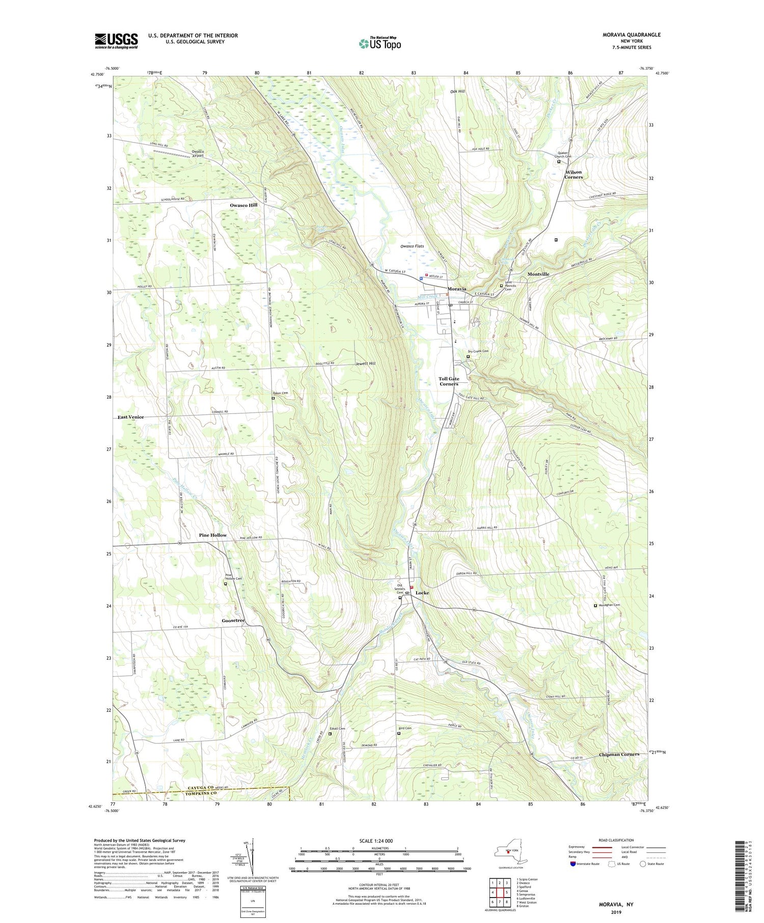 Moravia New York US Topo Map Image