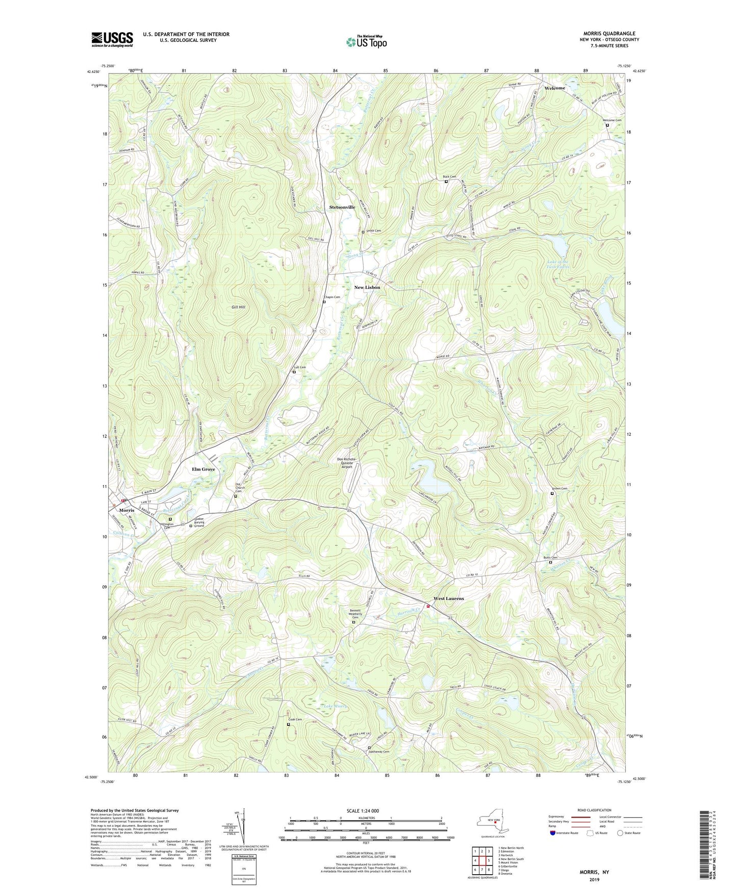 Morris New York US Topo Map Image