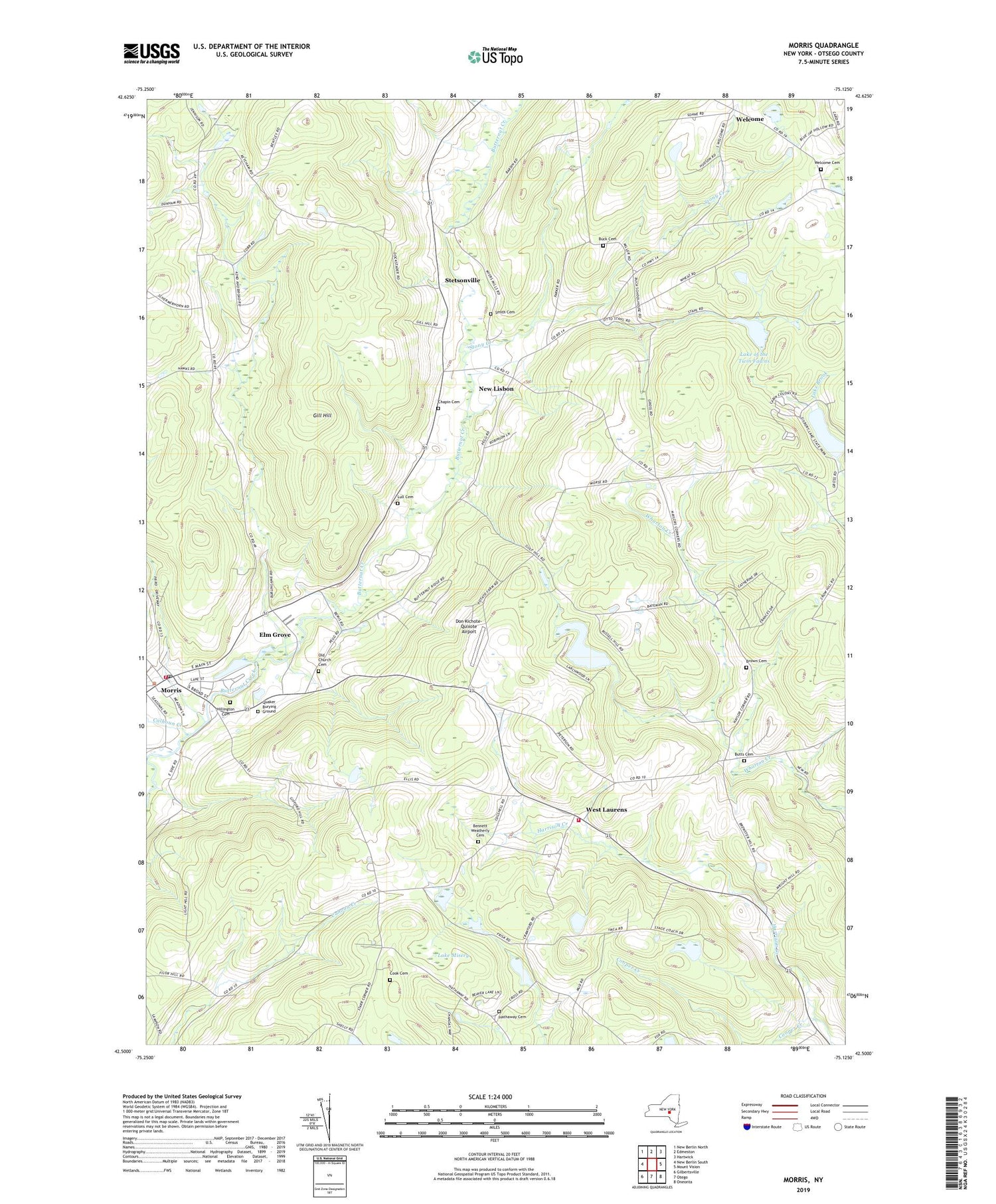 Morris New York US Topo Map Image