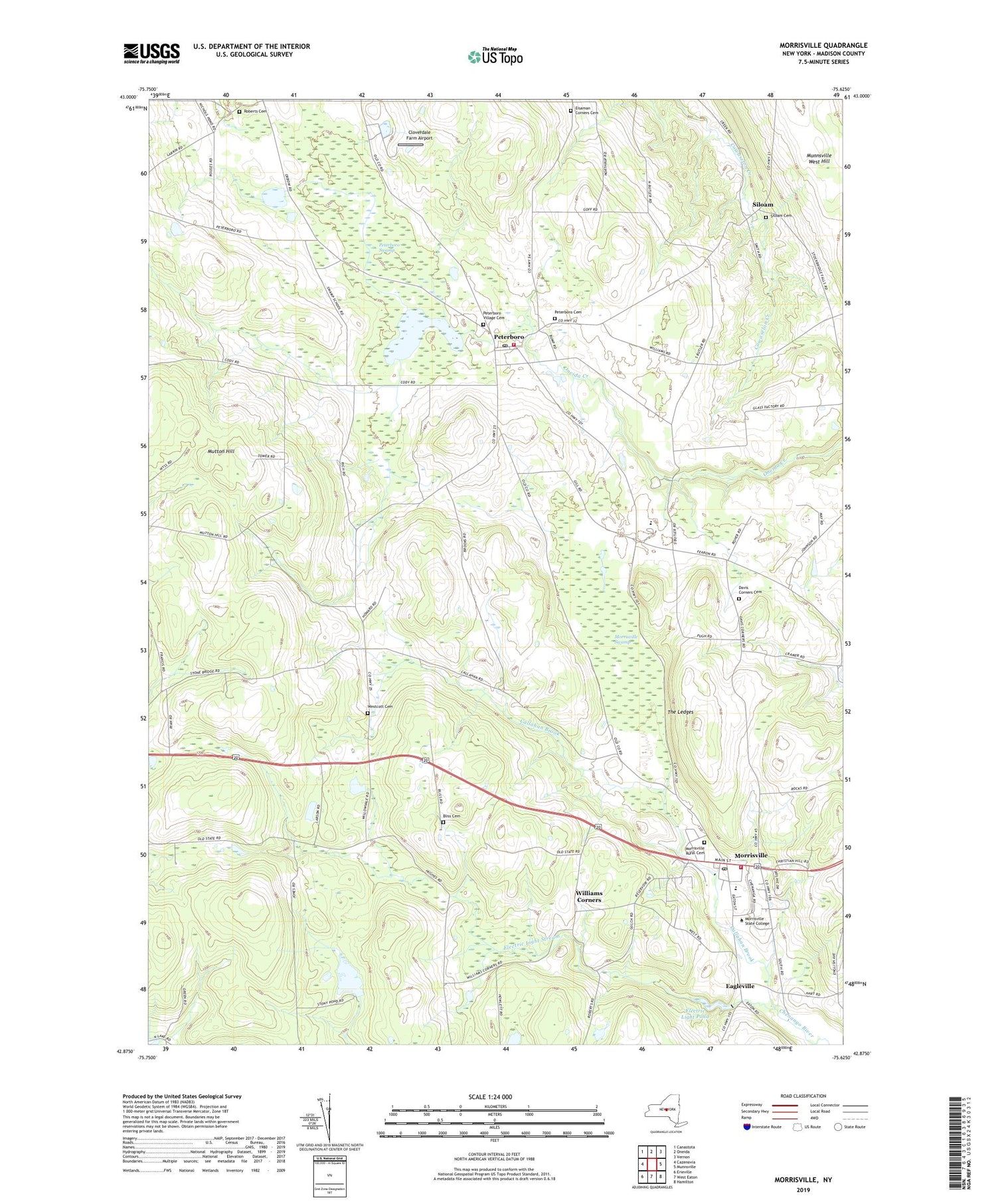Morrisville New York US Topo Map Image
