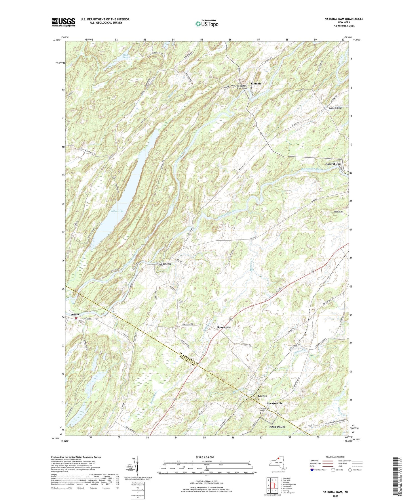 Natural Dam New York US Topo Map Image