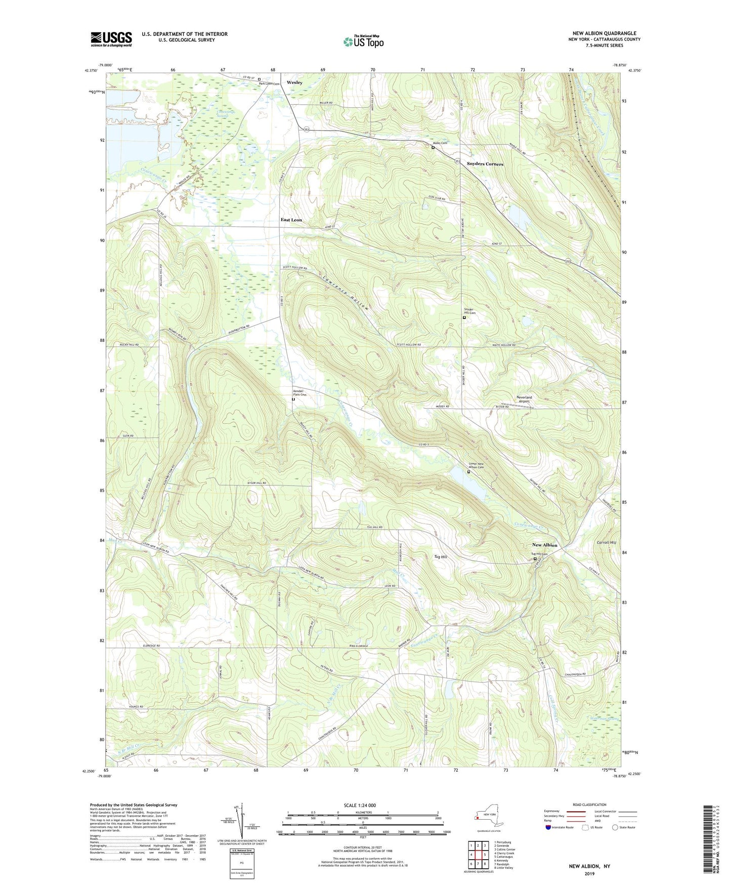 New Albion New York US Topo Map Image
