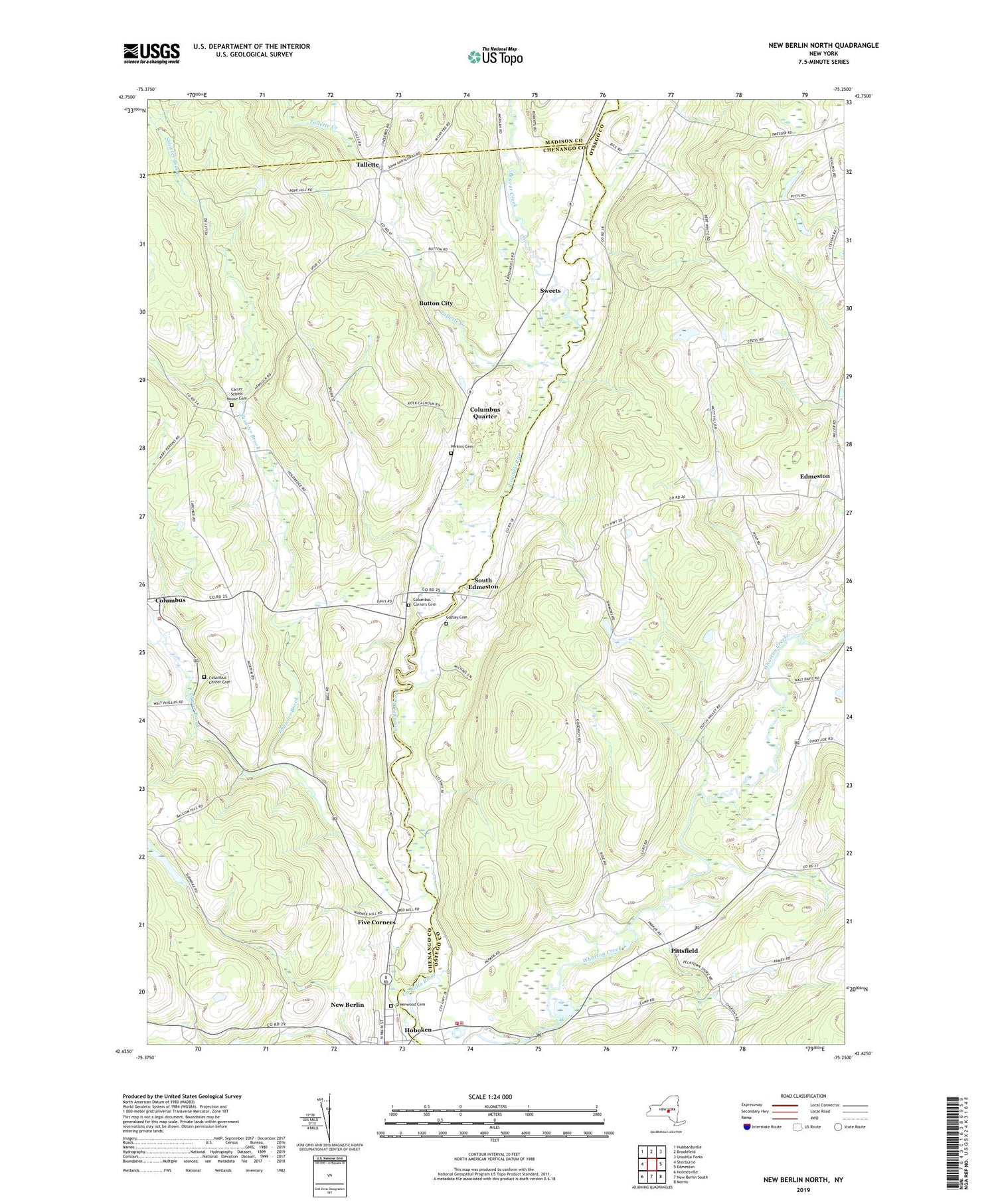 New Berlin North New York US Topo Map Image