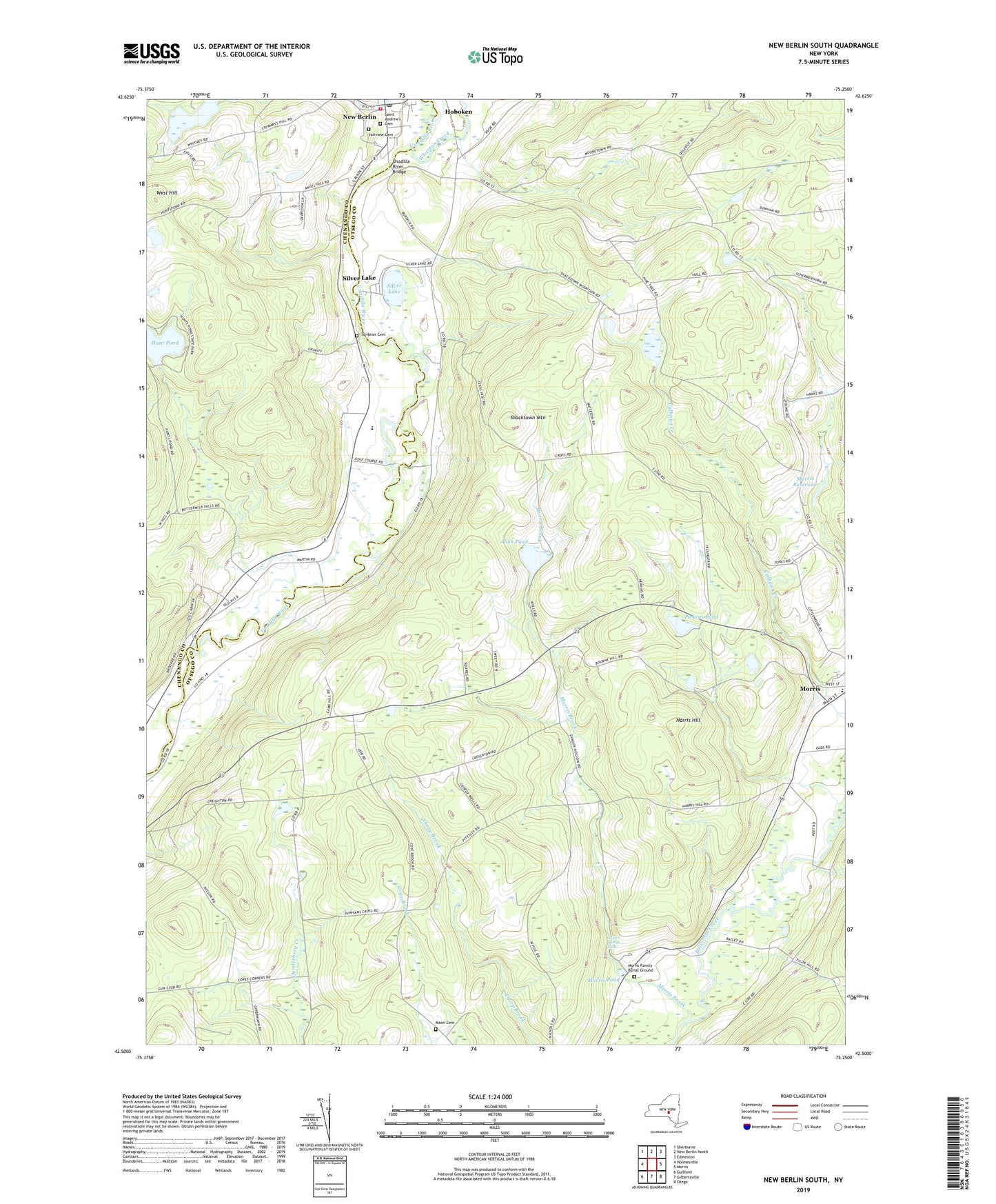 New Berlin South New York US Topo Map Image
