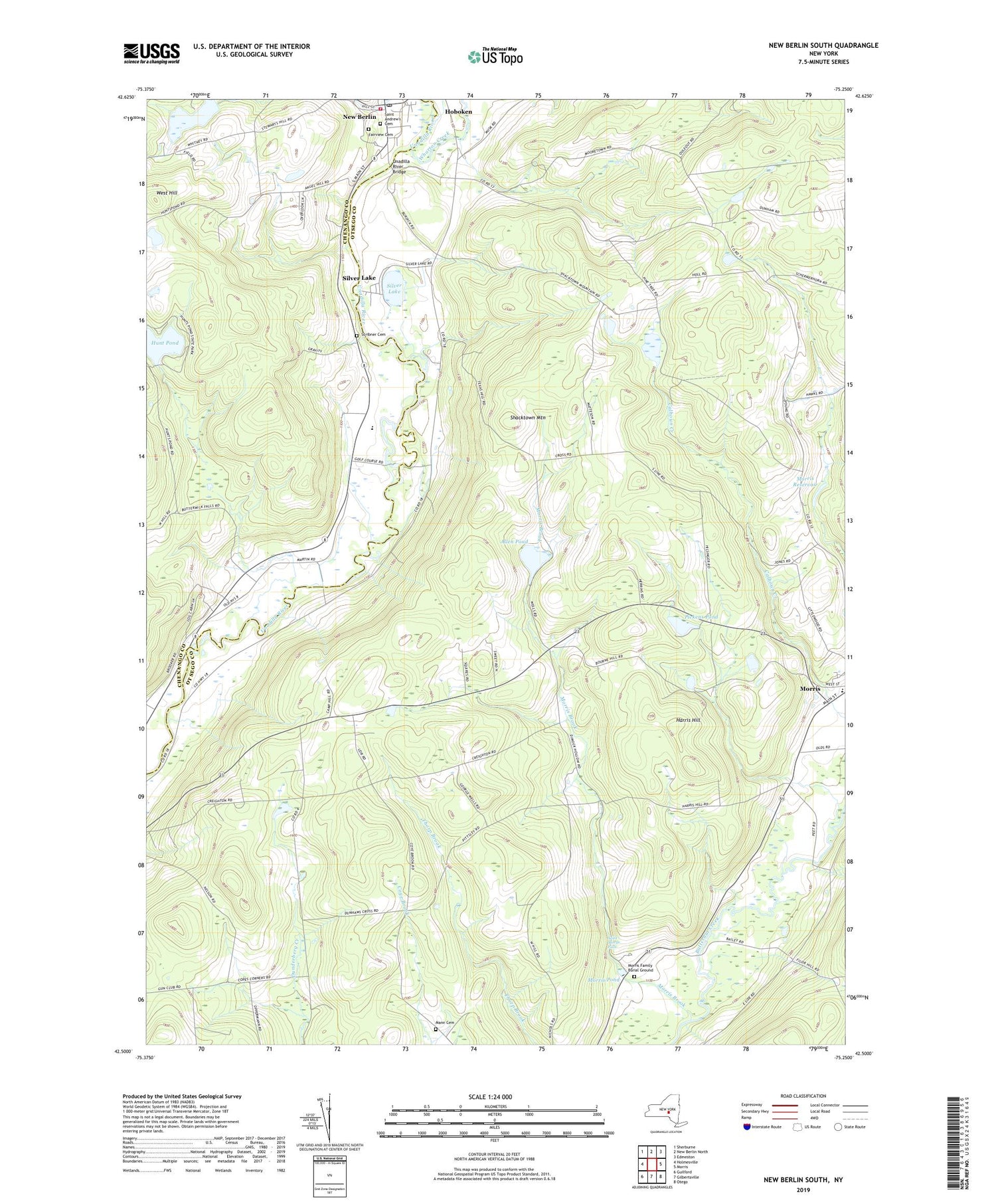 New Berlin South New York US Topo Map Image