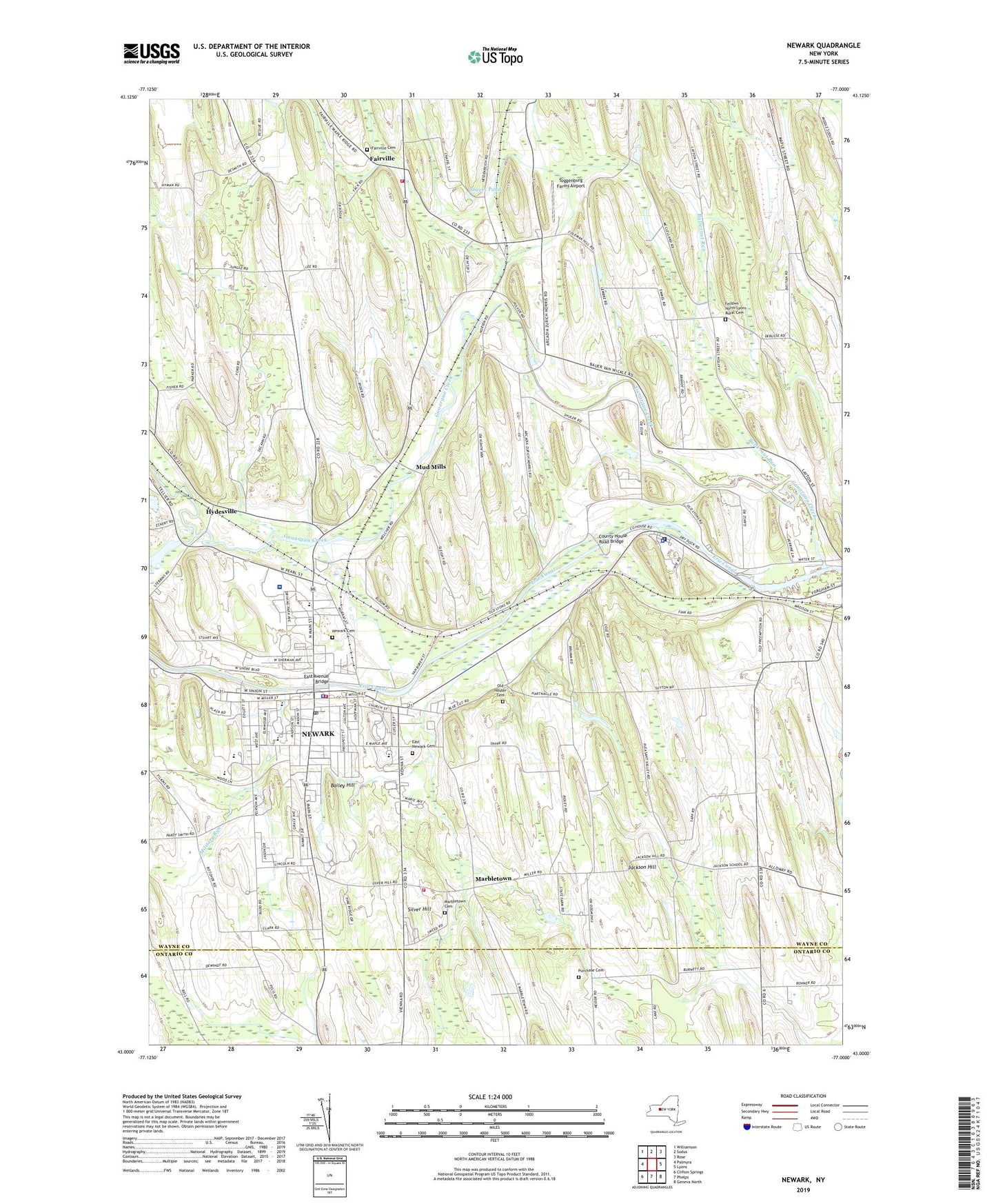 Newark New York US Topo Map Image