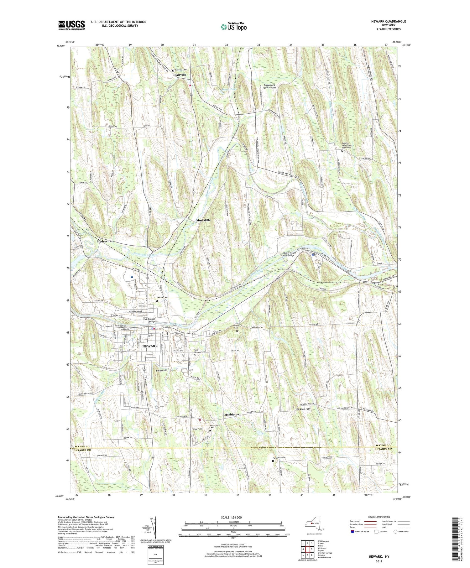 Newark New York US Topo Map Image