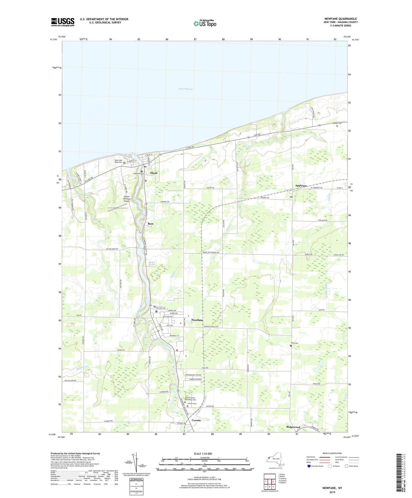 Newfane New York US Topo Map Image