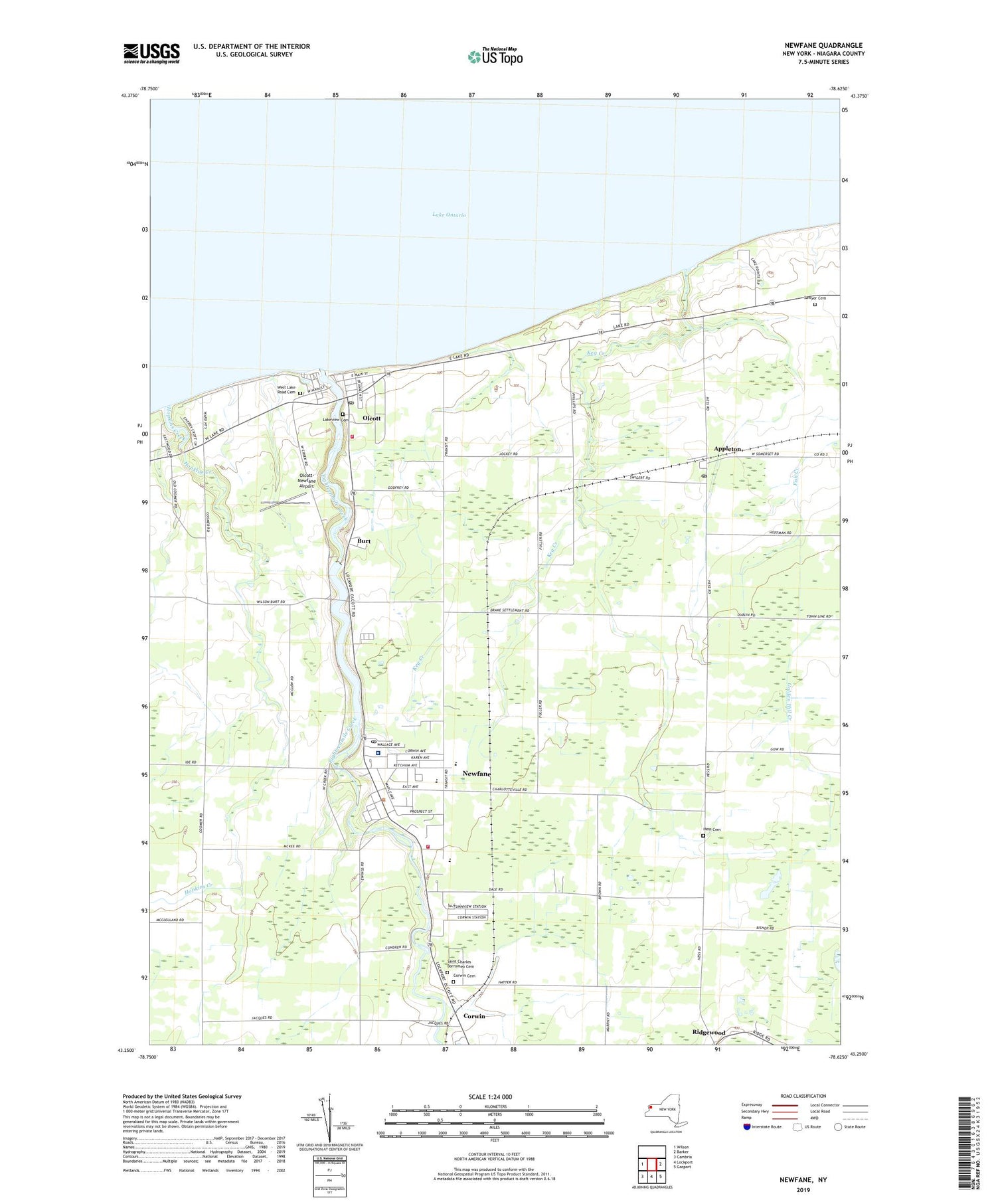 Newfane New York US Topo Map Image
