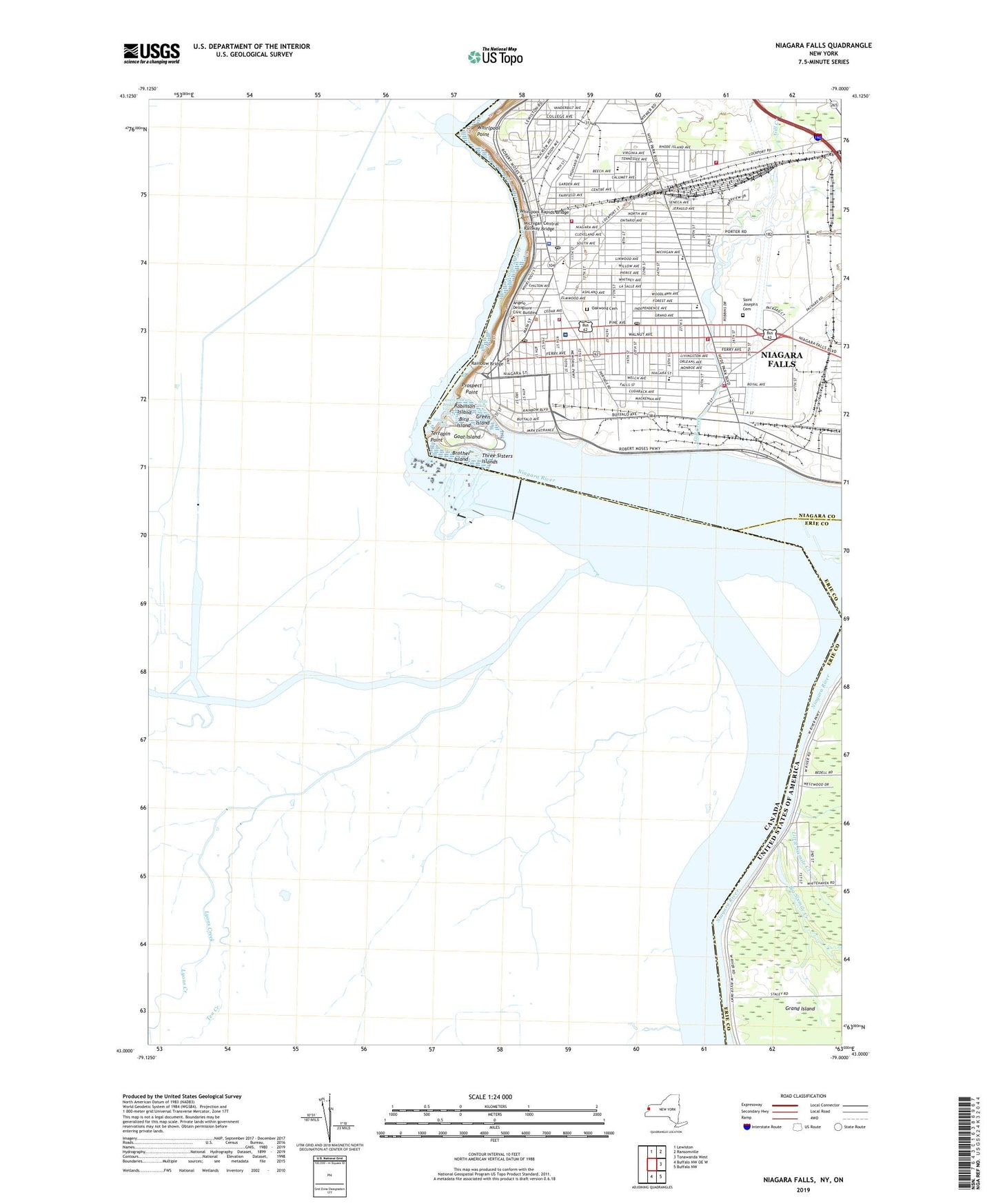 Niagara Falls New York US Topo Map Image
