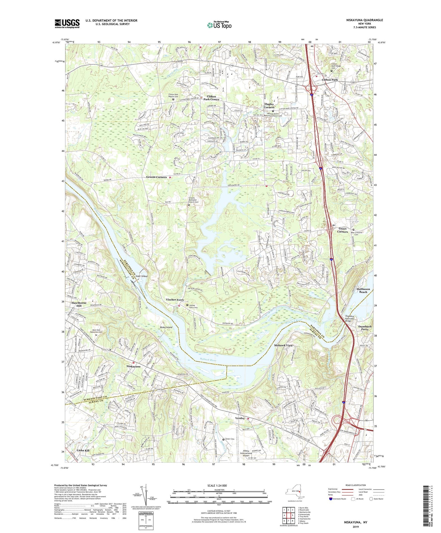 Niskayuna New York US Topo Map Image