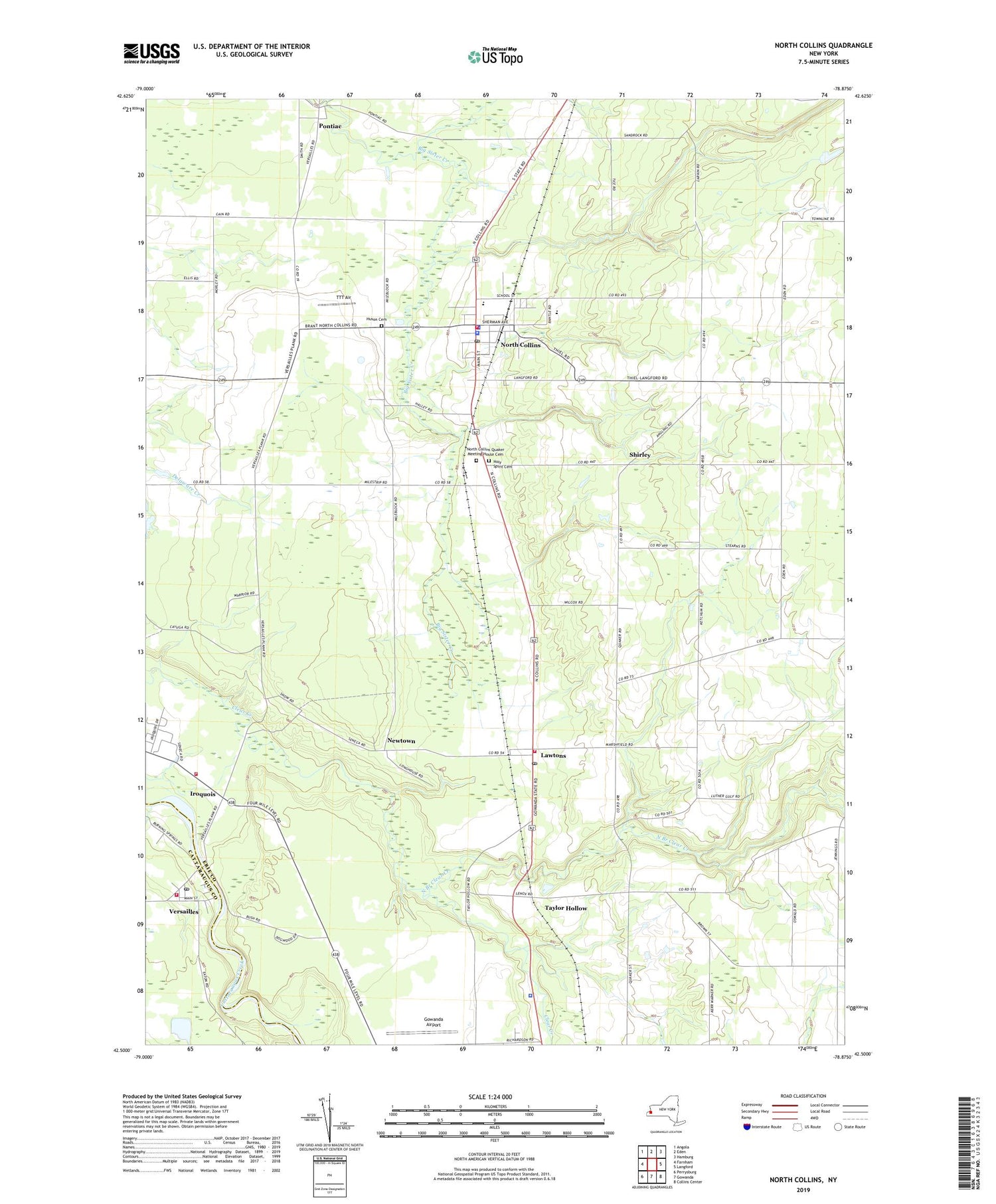 North Collins New York US Topo Map Image