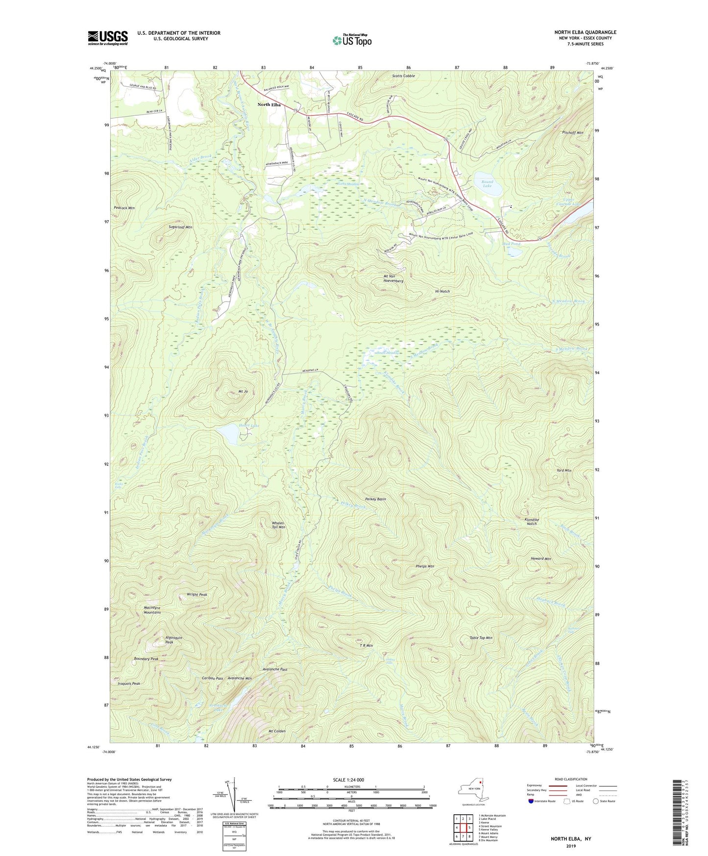 North Elba New York US Topo Map Image