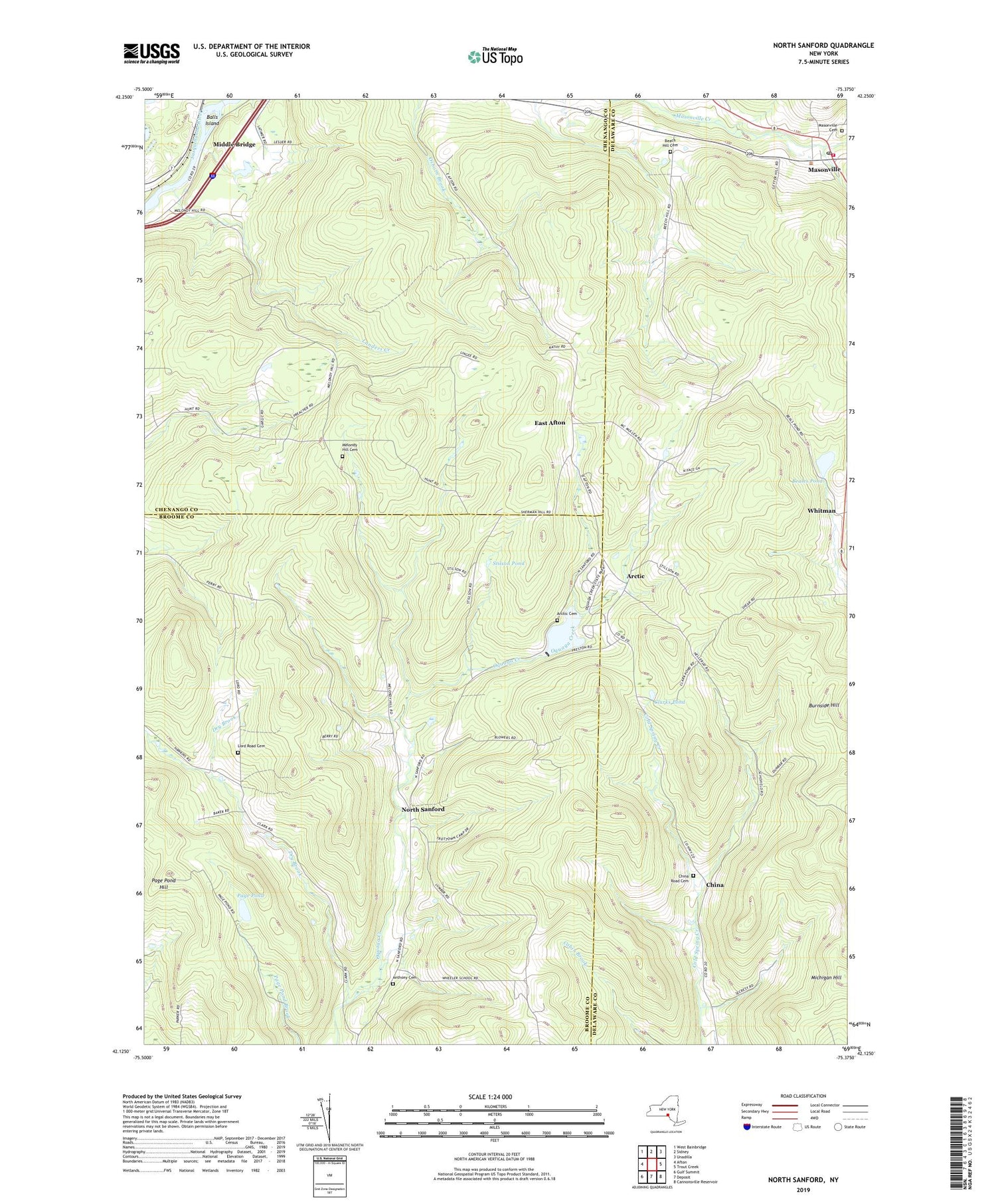 North Sanford New York US Topo Map Image