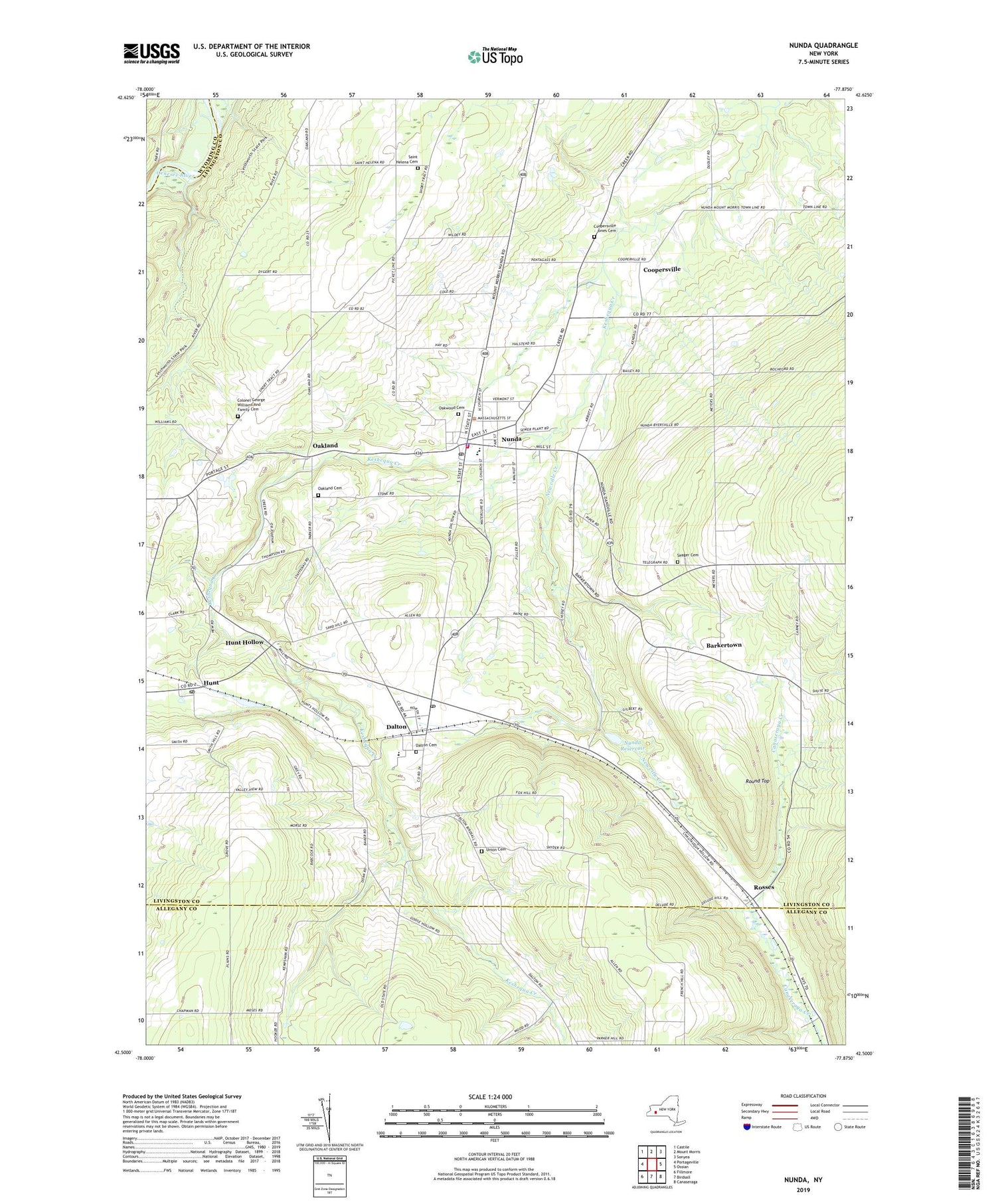 Nunda New York US Topo Map Image