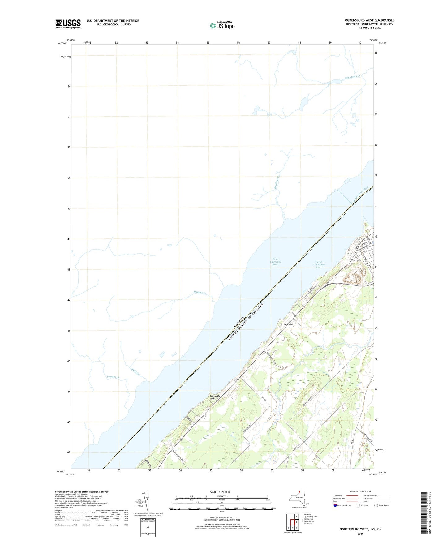 Ogdensburg West New York US Topo Map Image