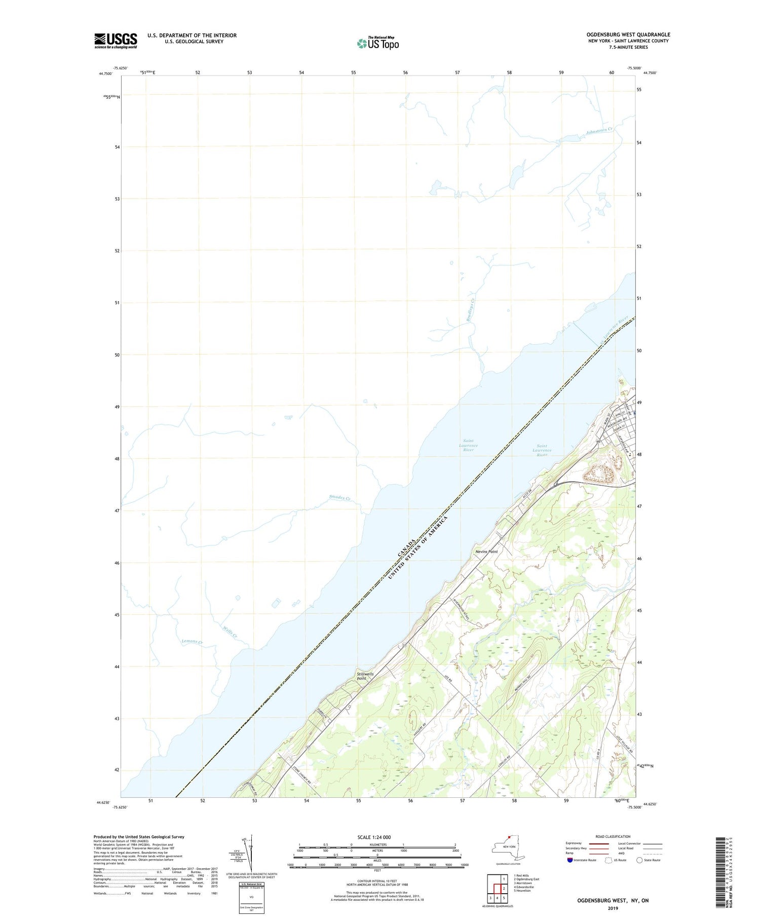 Ogdensburg West New York US Topo Map Image