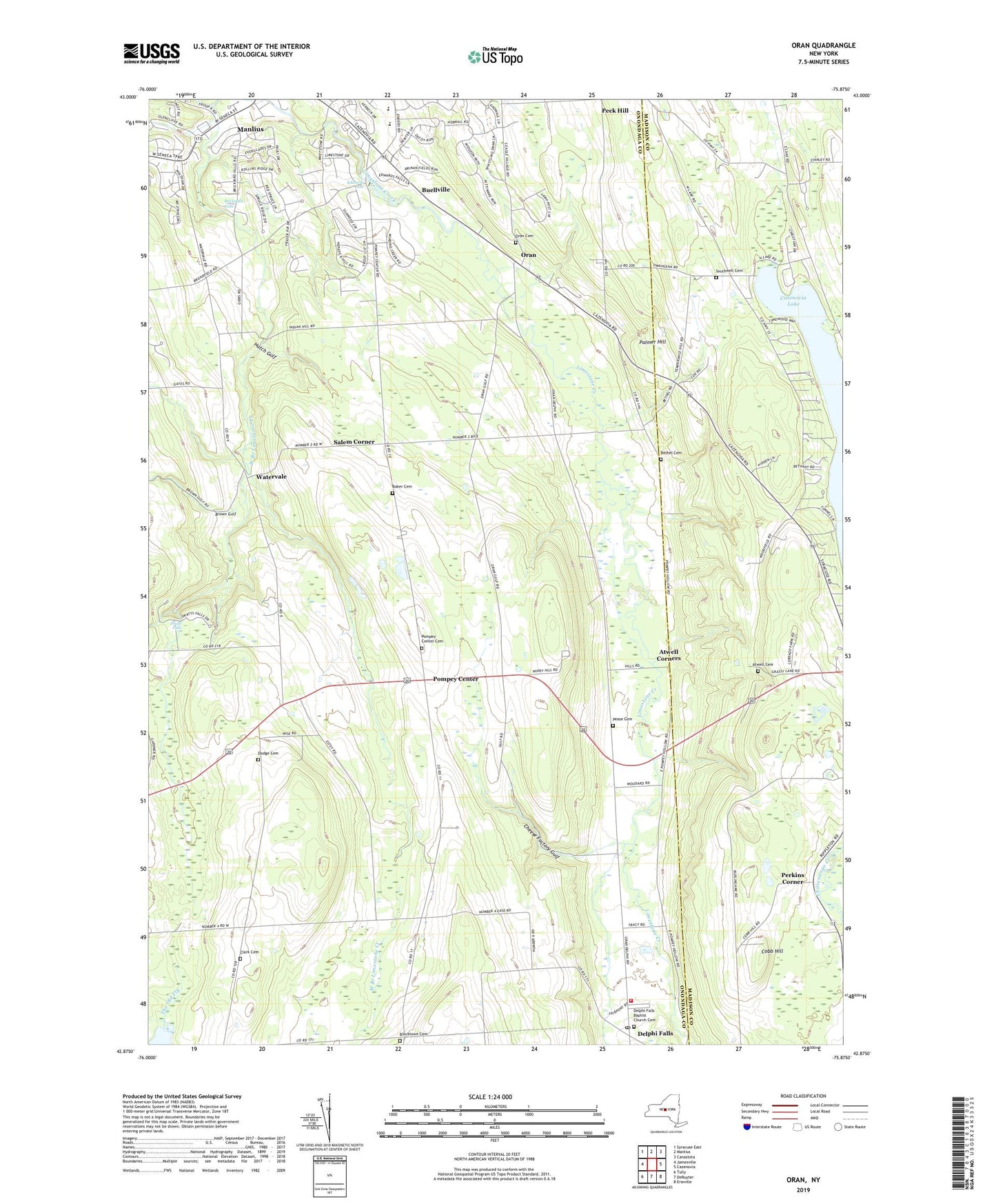 Oran New York US Topo Map Image