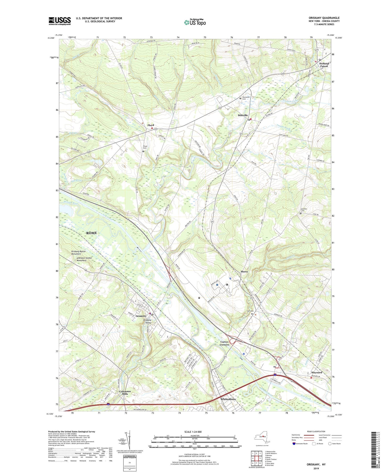 Oriskany New York US Topo Map Image