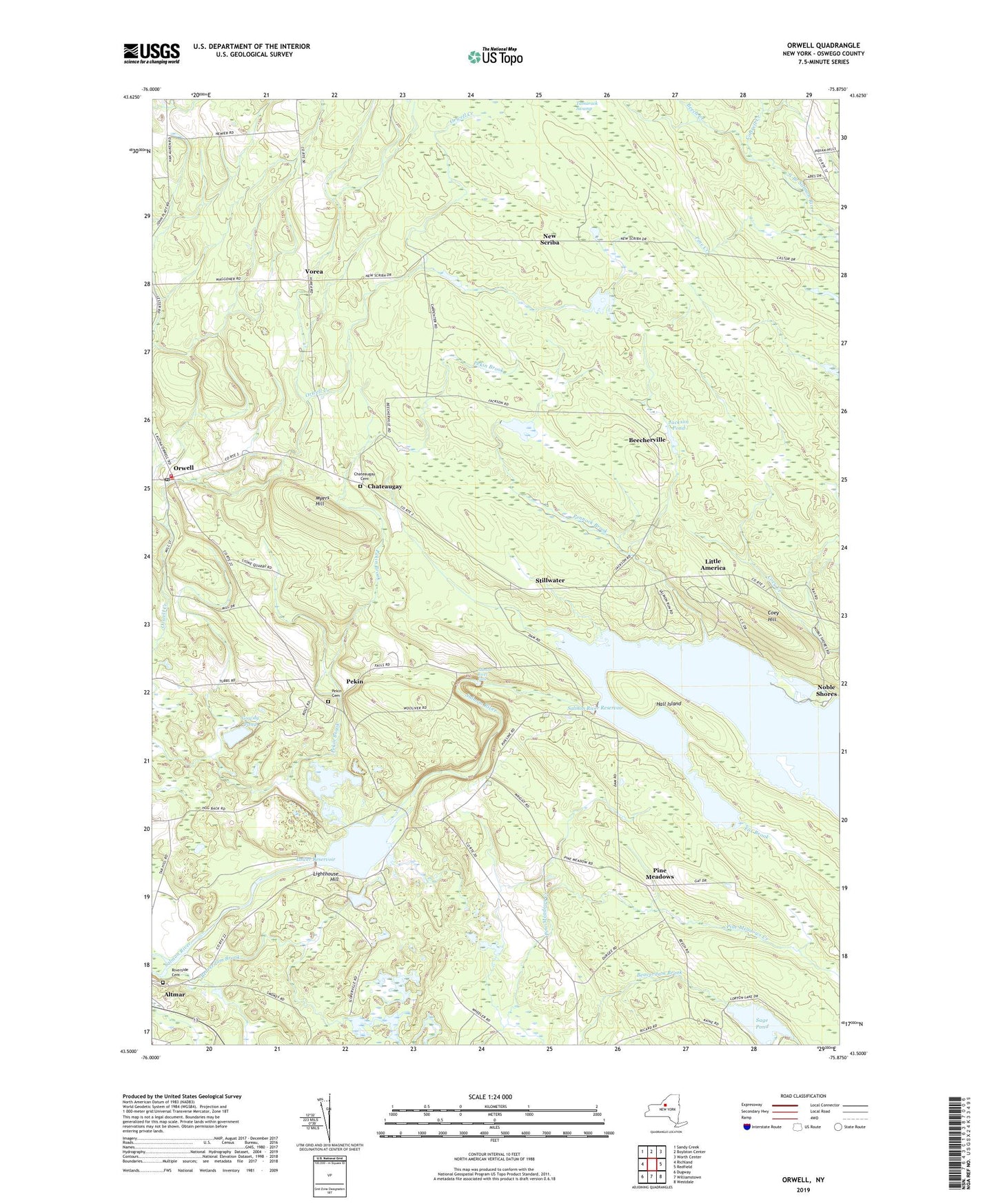 Orwell New York US Topo Map Image