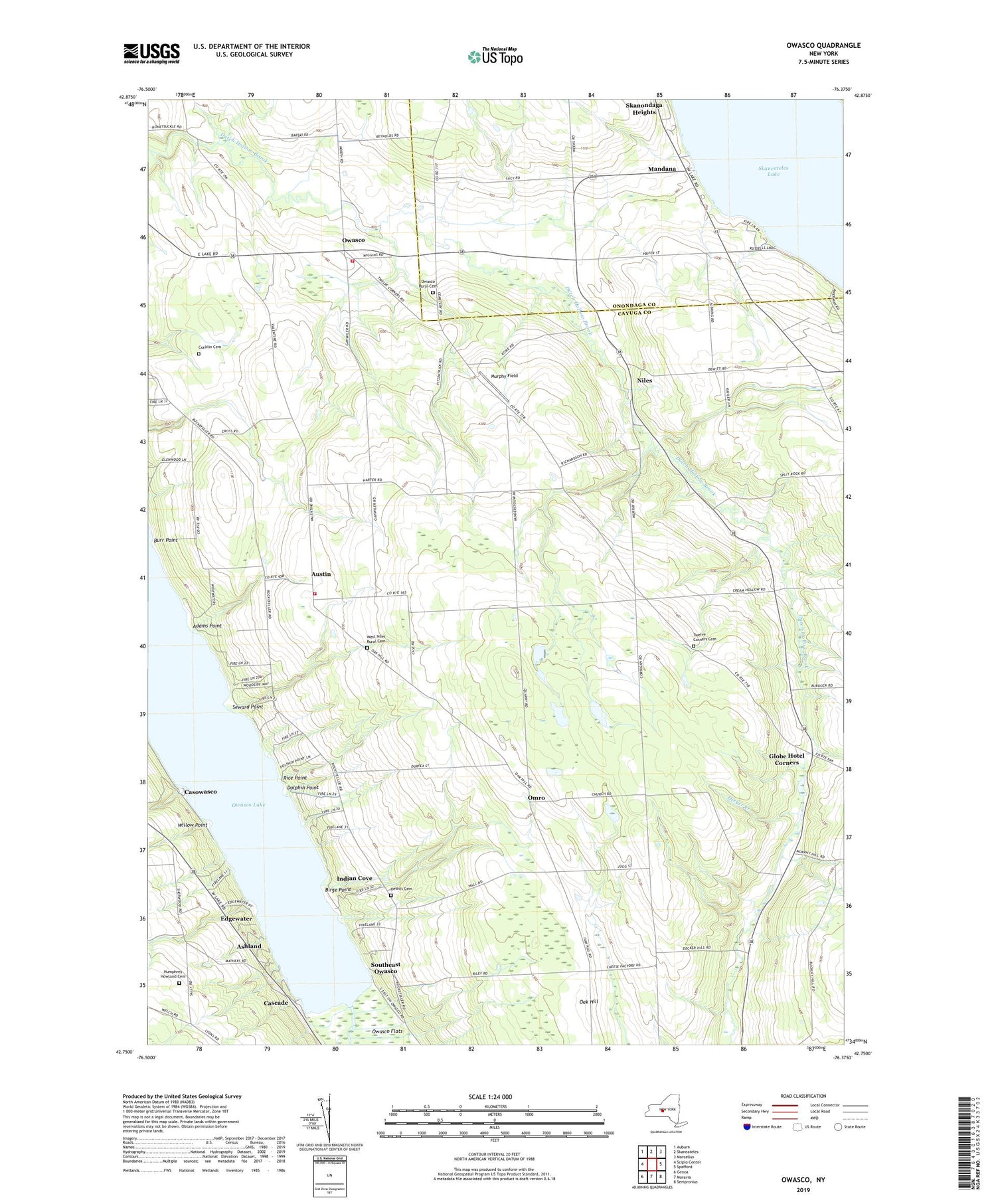 Owasco New York US Topo Map Image