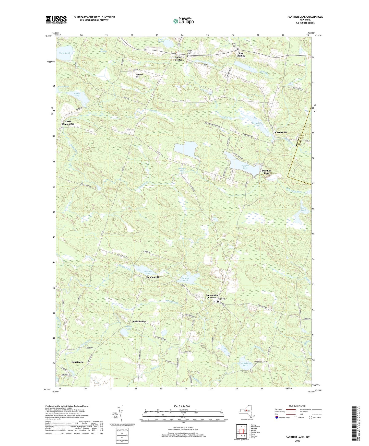Panther Lake New York US Topo Map Image