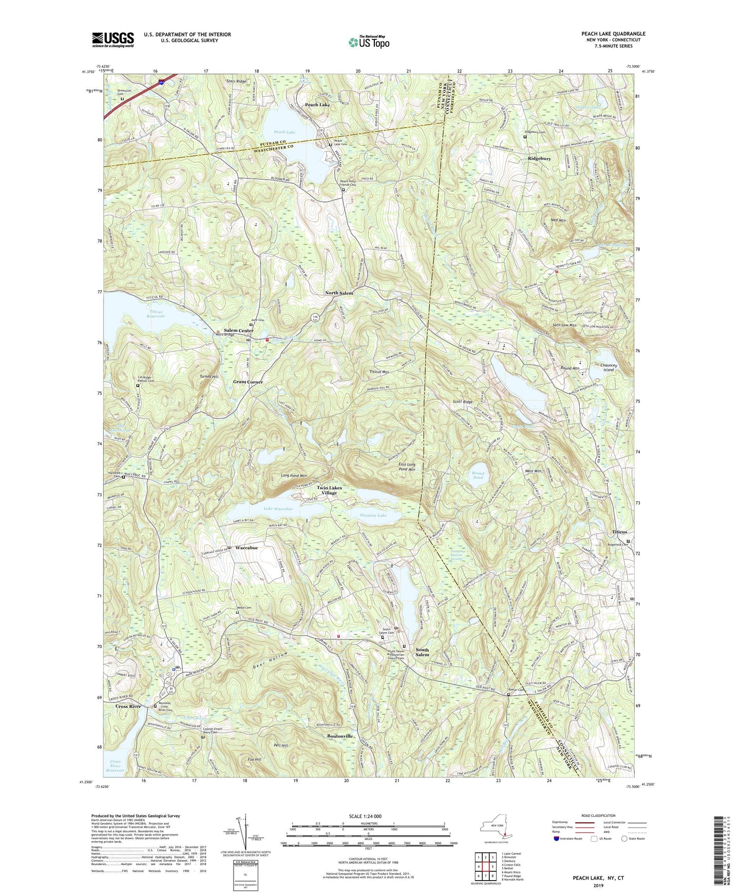 Peach Lake New York US Topo Map Image