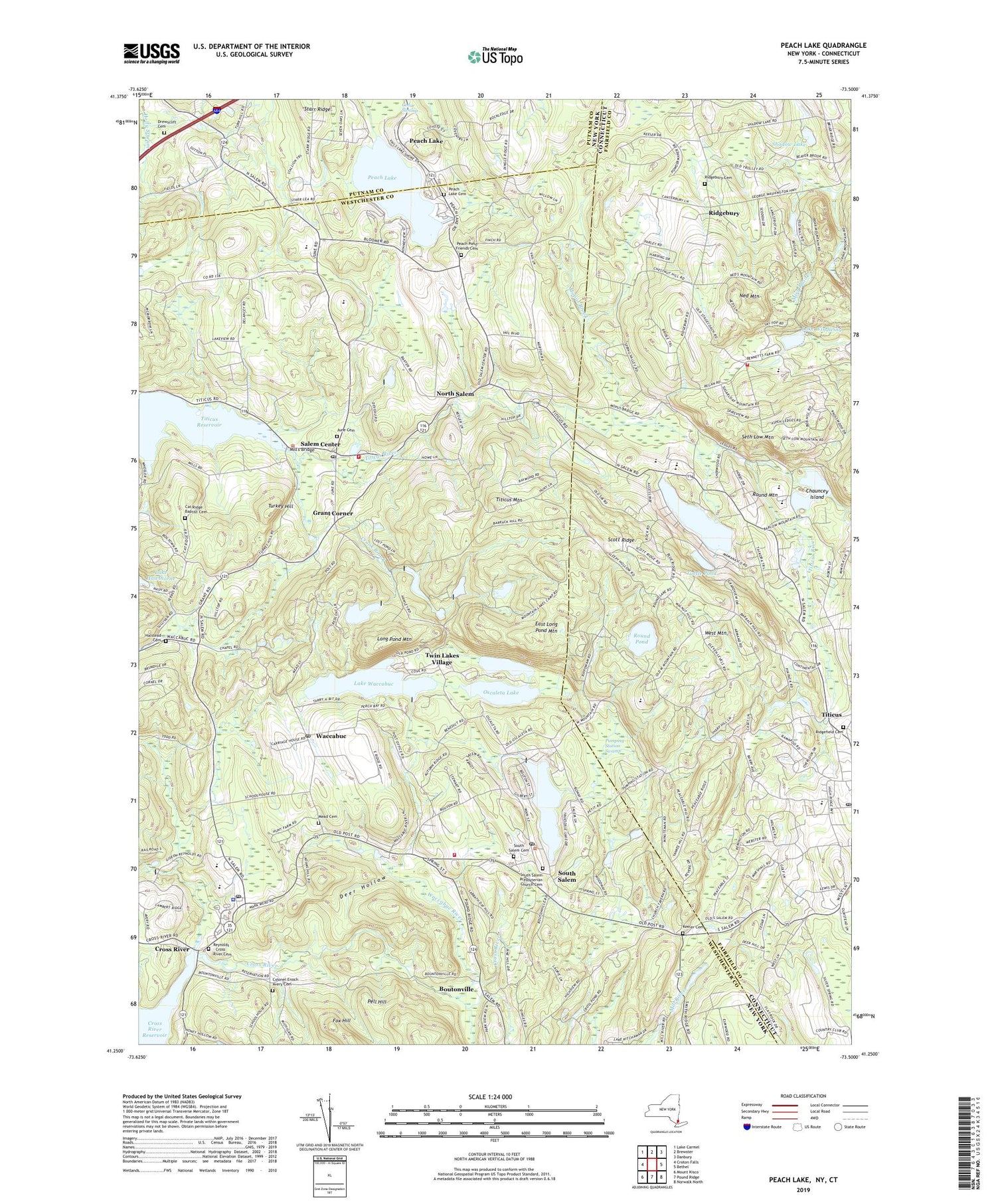 Peach Lake New York US Topo Map Image