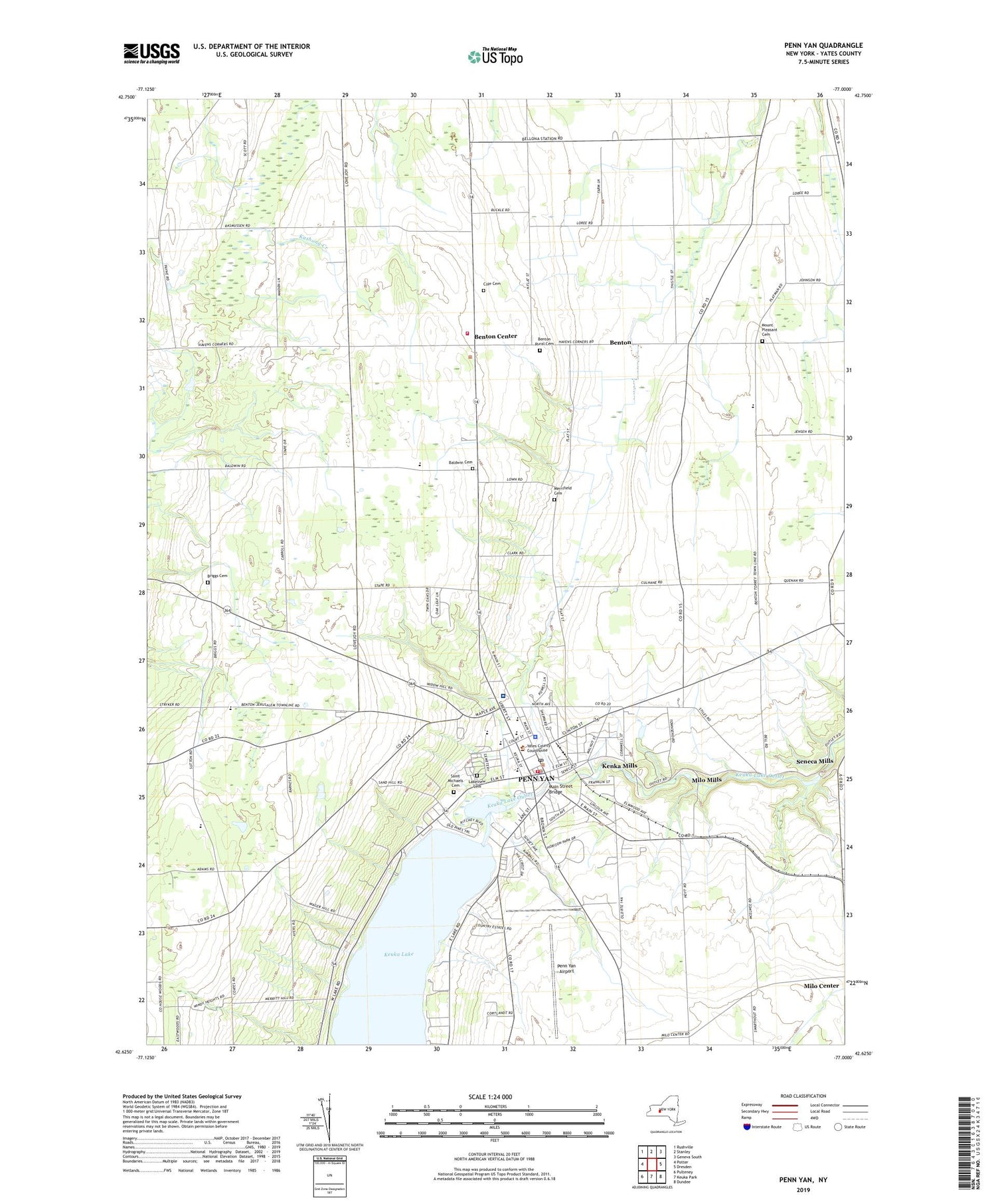 Penn Yan New York US Topo Map Image