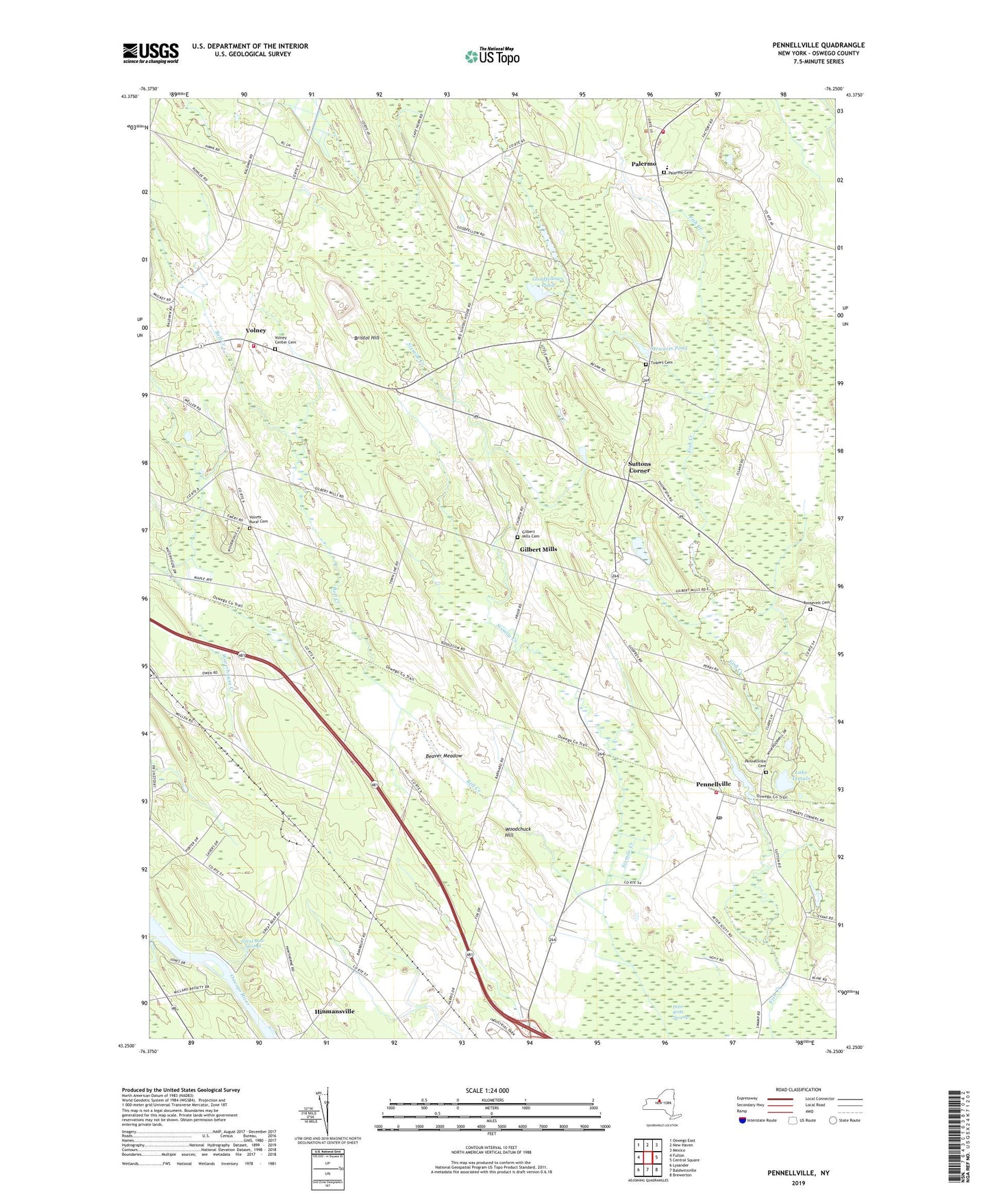 Pennellville New York US Topo Map Image