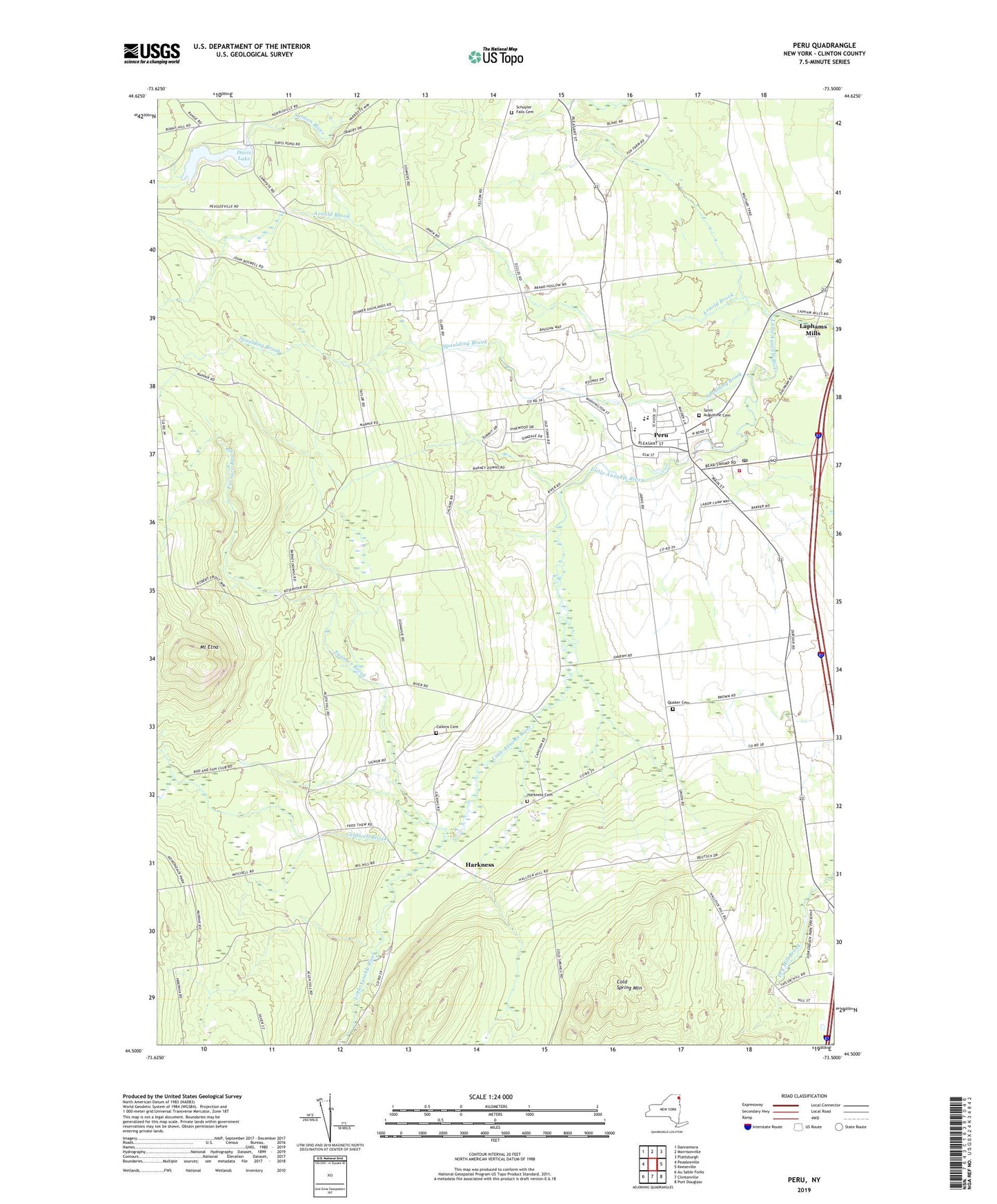 Peru New York US Topo Map Image