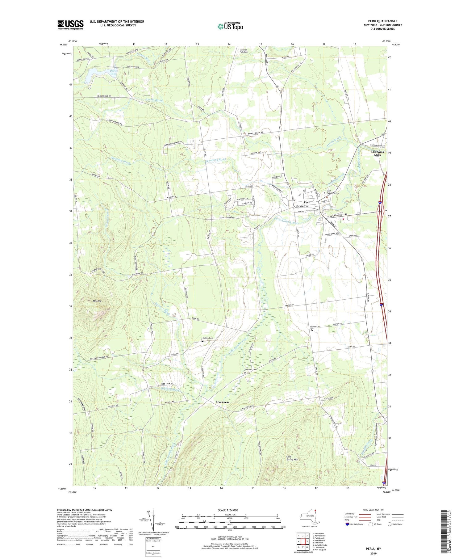 Peru New York US Topo Map Image