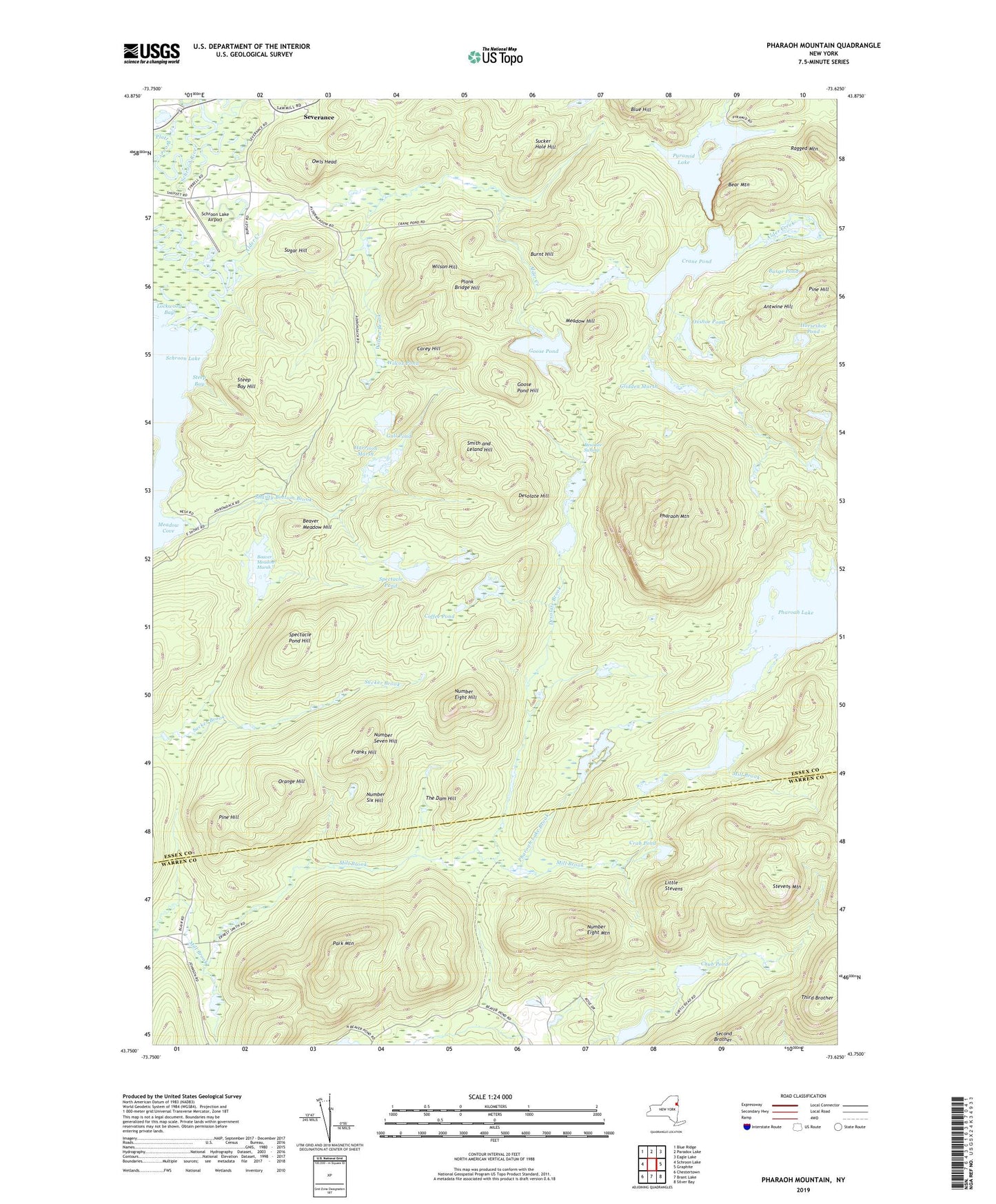 Pharaoh Mountain New York US Topo Map Image