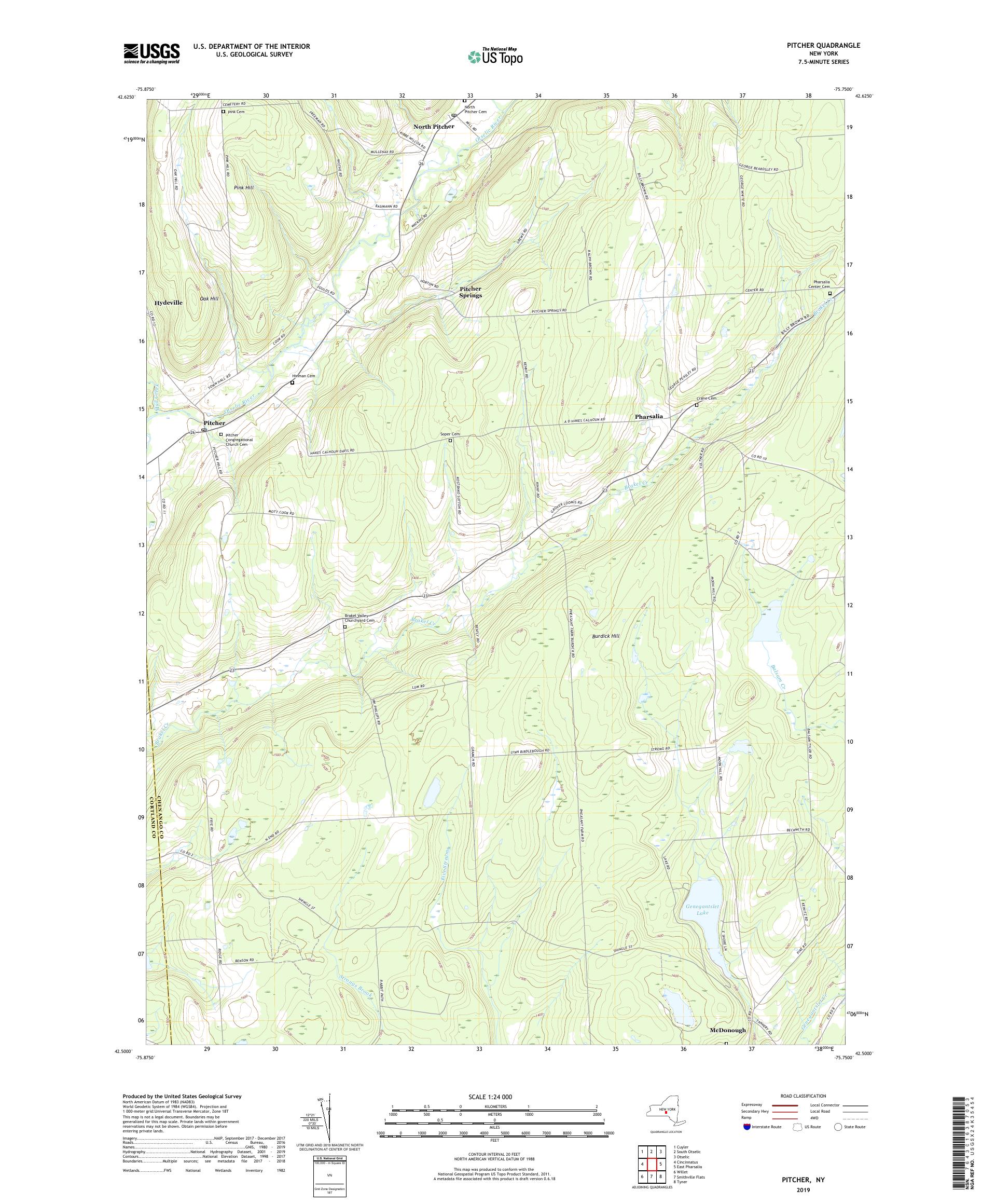 Pitcher New York US Topo Map – MyTopo Map Store