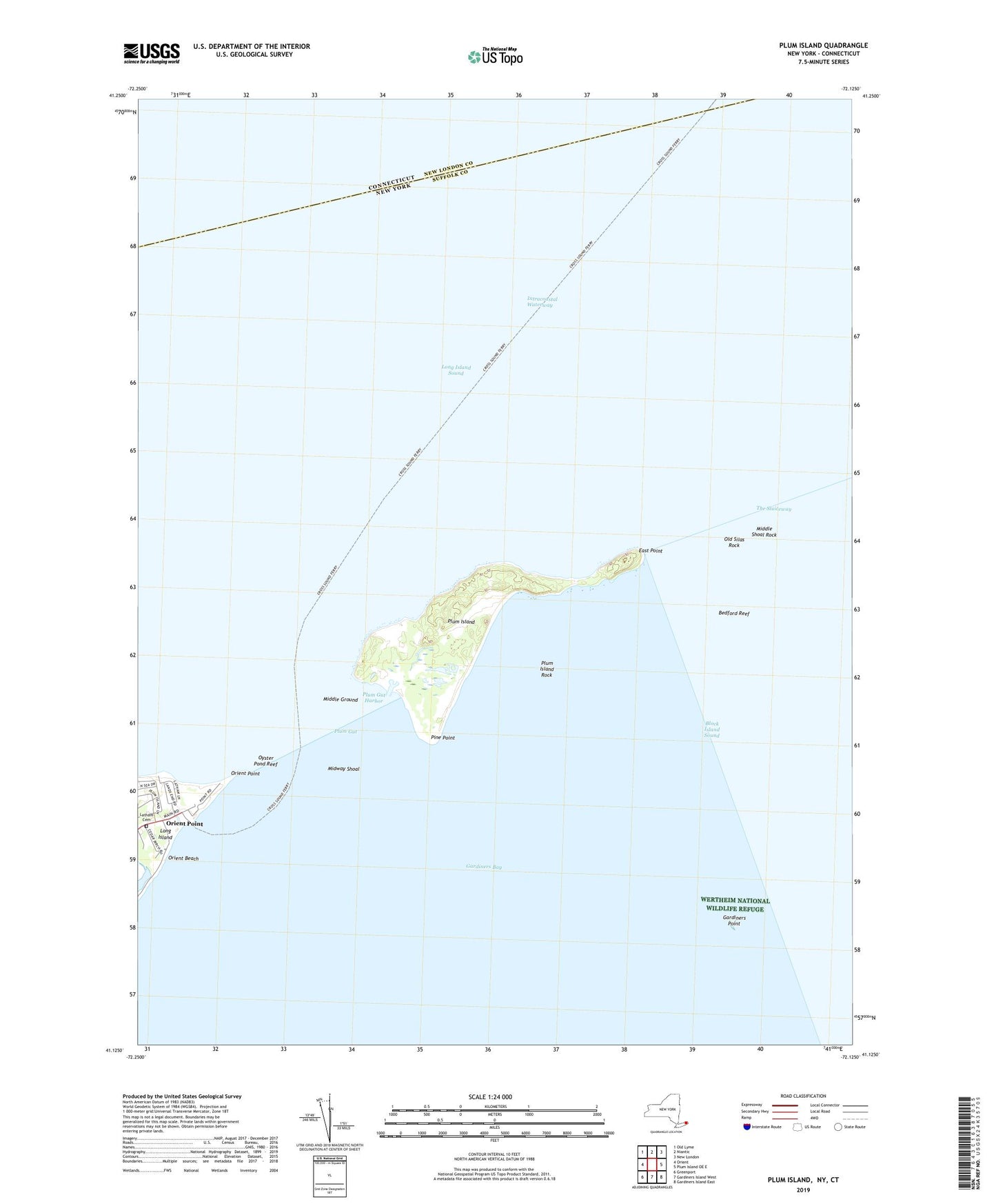 Plum Island New York US Topo Map Image