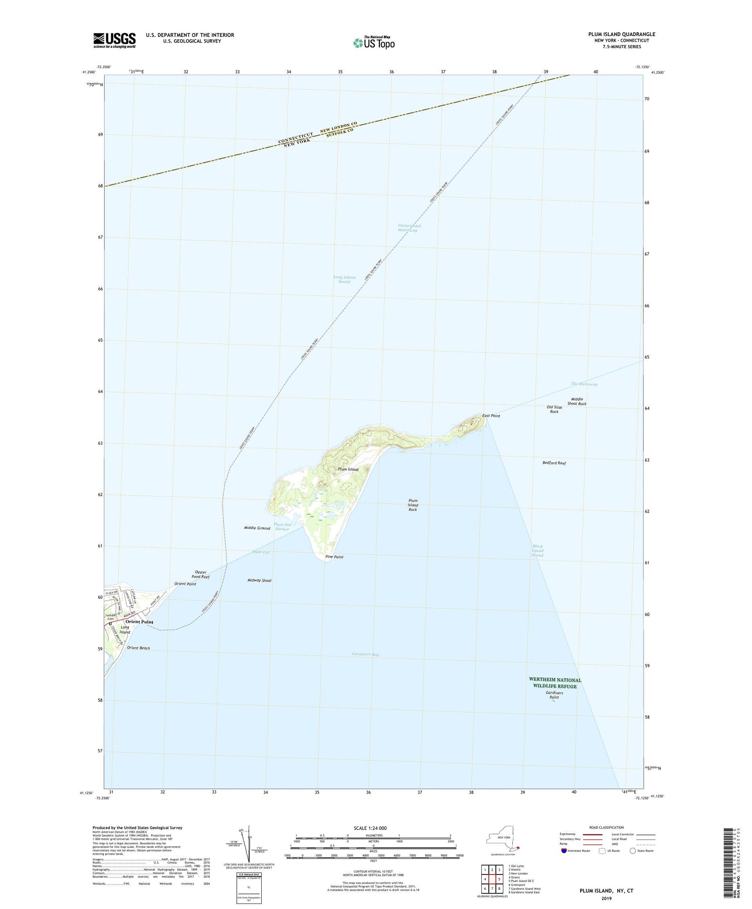 Plum Island New York US Topo Map Image