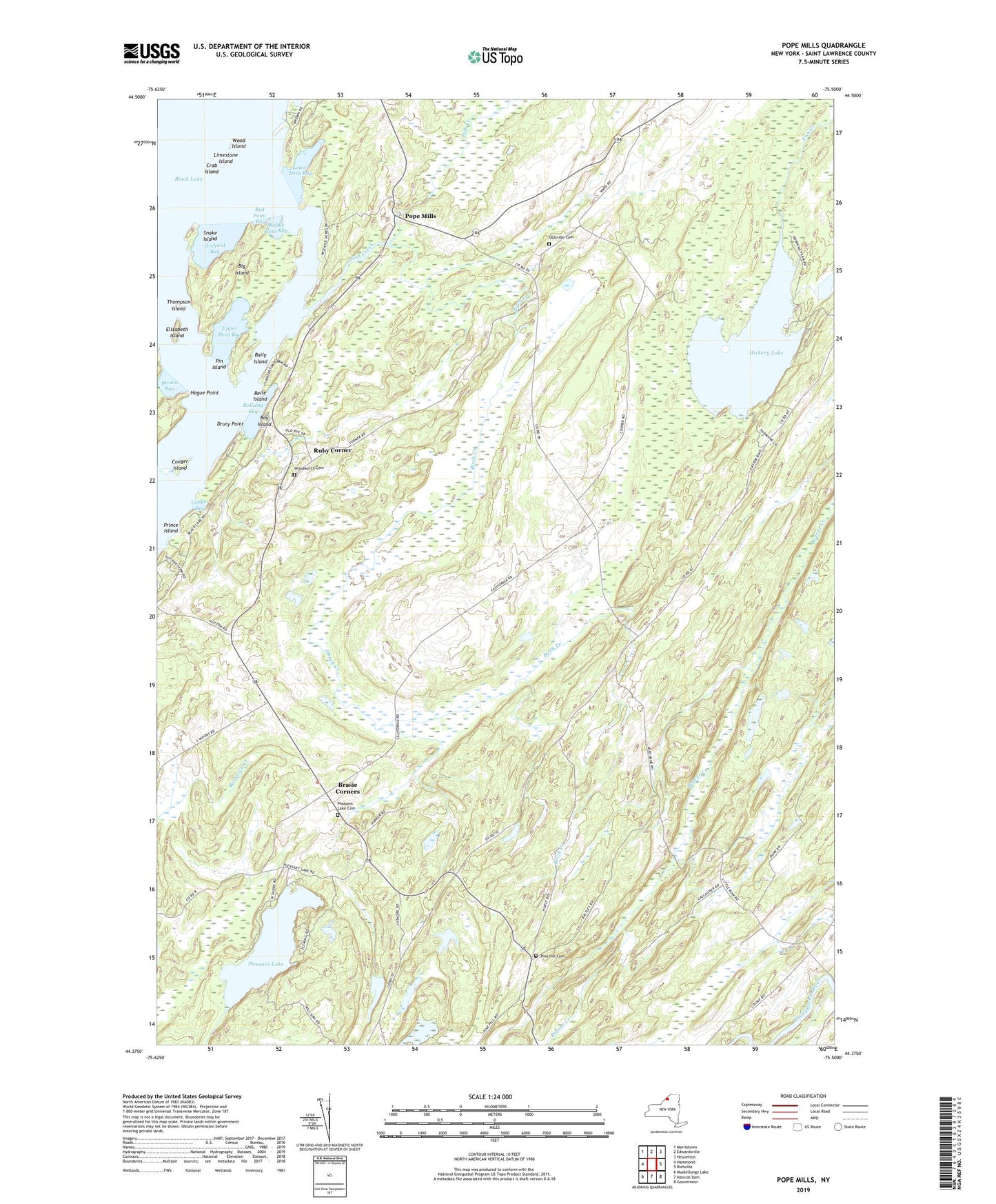 Pope Mills New York US Topo Map Image