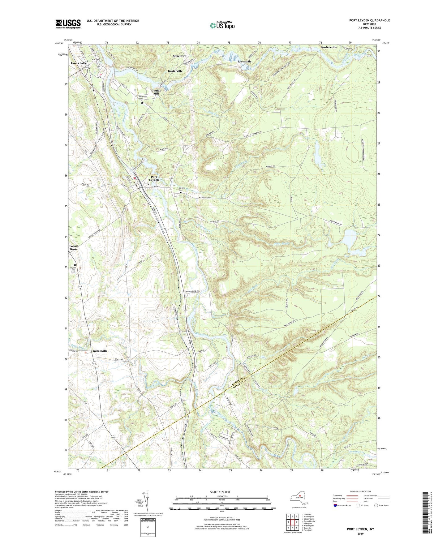 Port Leyden New York US Topo Map Image