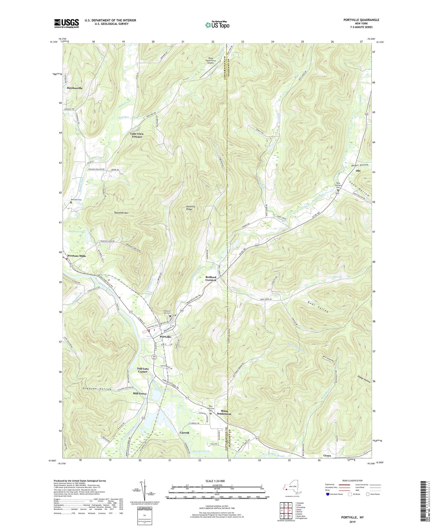 Portville New York US Topo Map Image